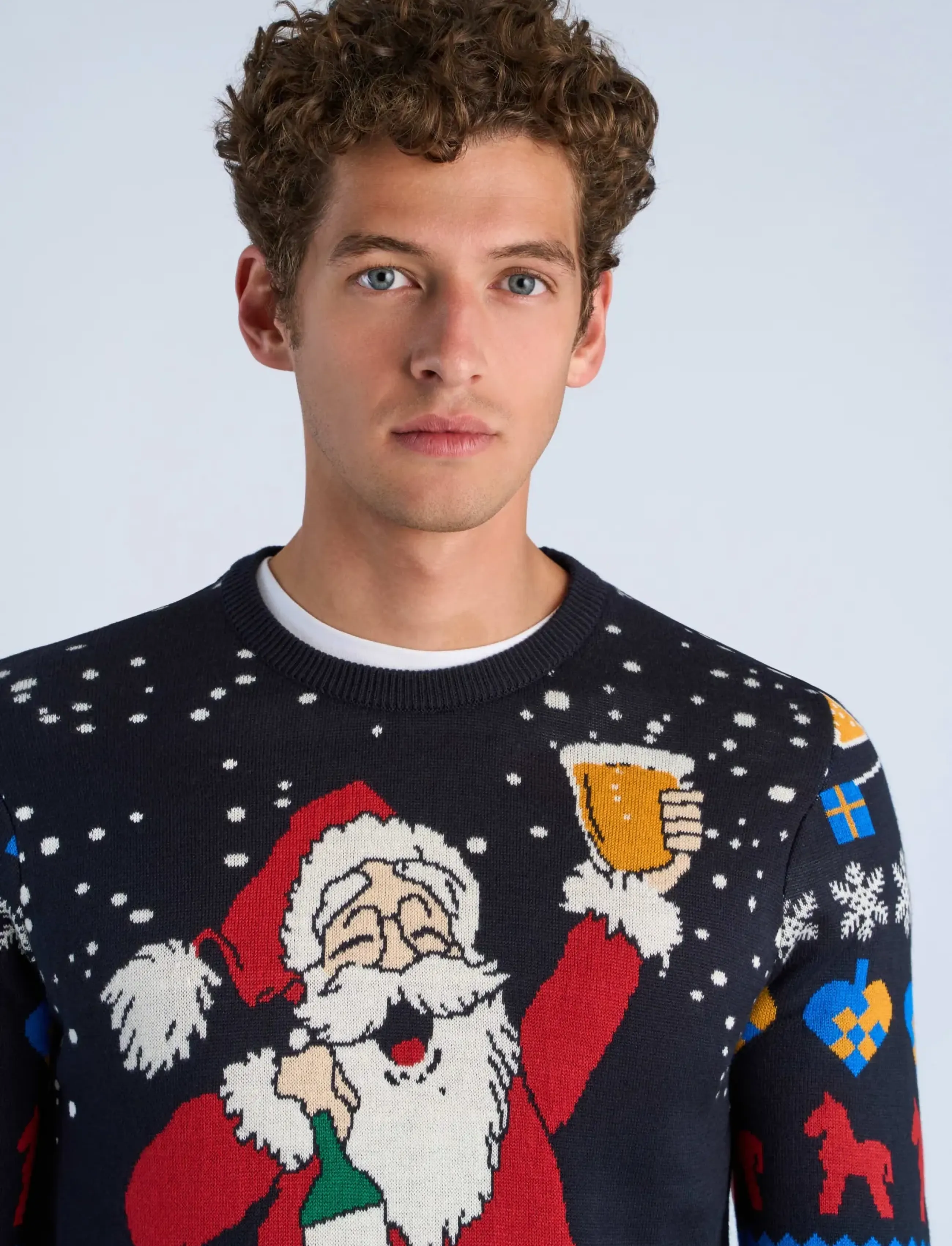 Lindbergh - Xmas cheers o-neck sweater - round necks - blue - 5