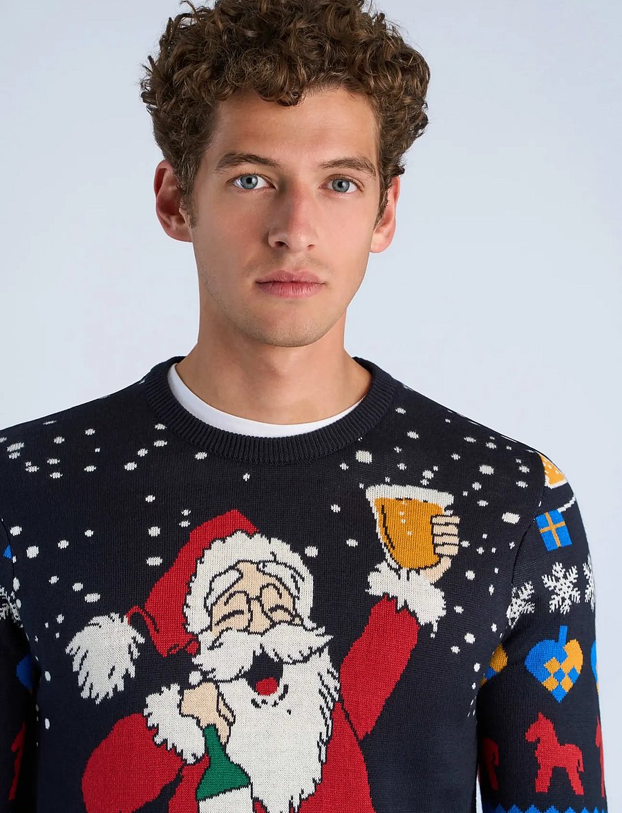 Lindbergh - Xmas cheers o-neck sweater - round necks - blue - 5