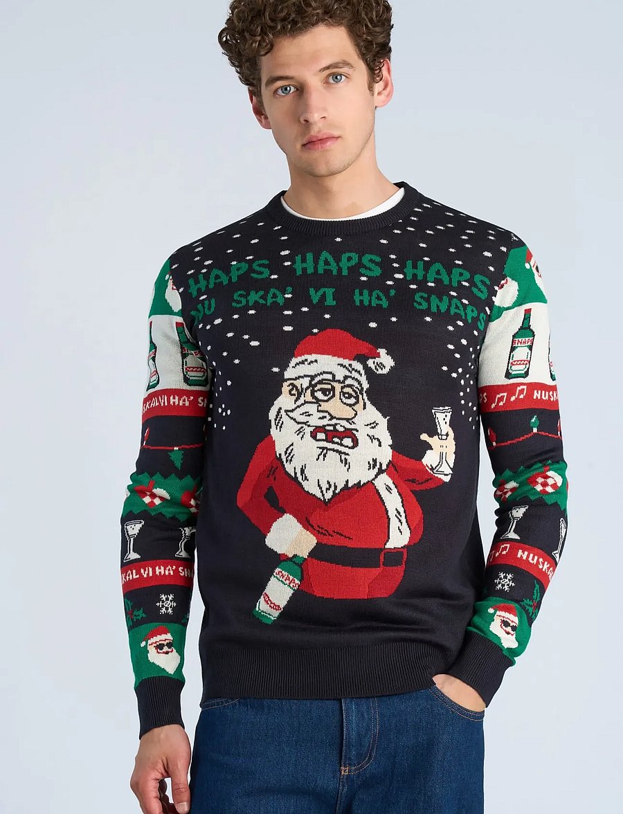 Lindbergh - Xmas cheers o-neck sweater - rundhalsad - dk blue - 3