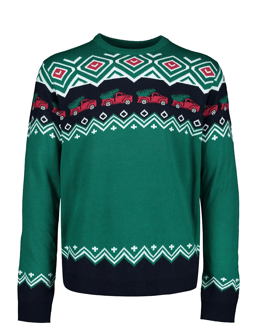 Lindbergh - Christmas jacquard sweater - round necks - green - 1