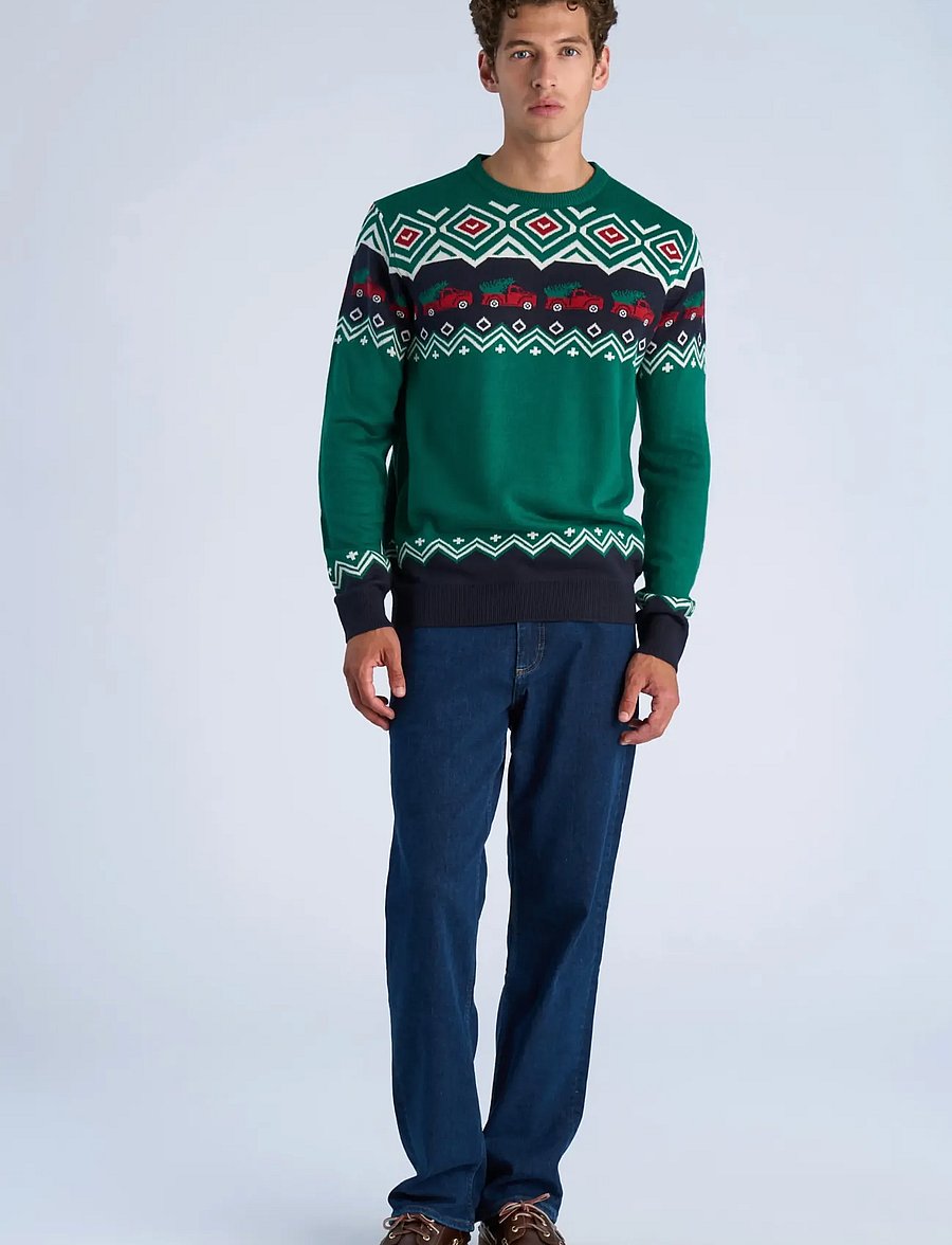 Lindbergh - Christmas jacquard sweater - round necks - green - 0