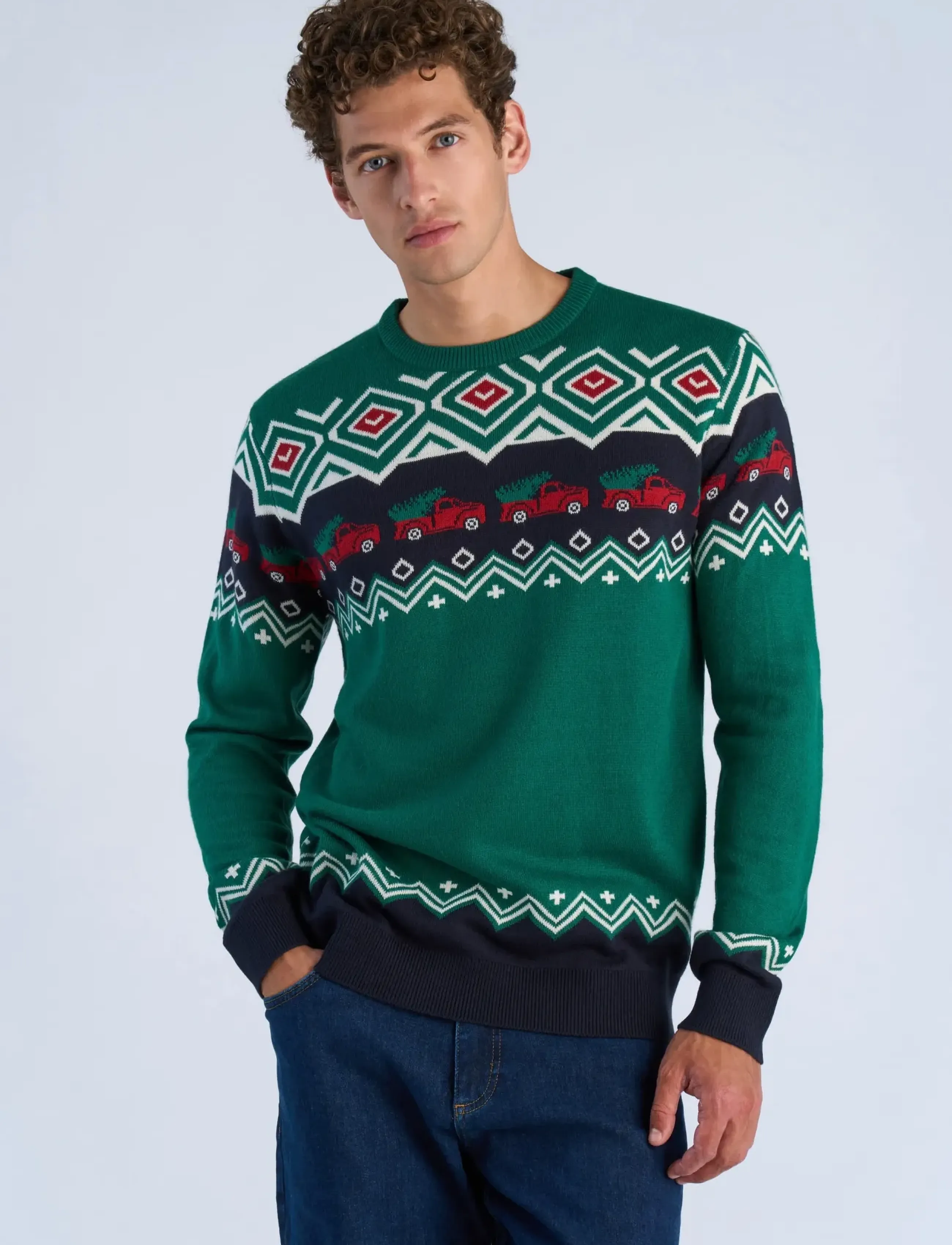 Lindbergh - Christmas jacquard sweater - green - 3