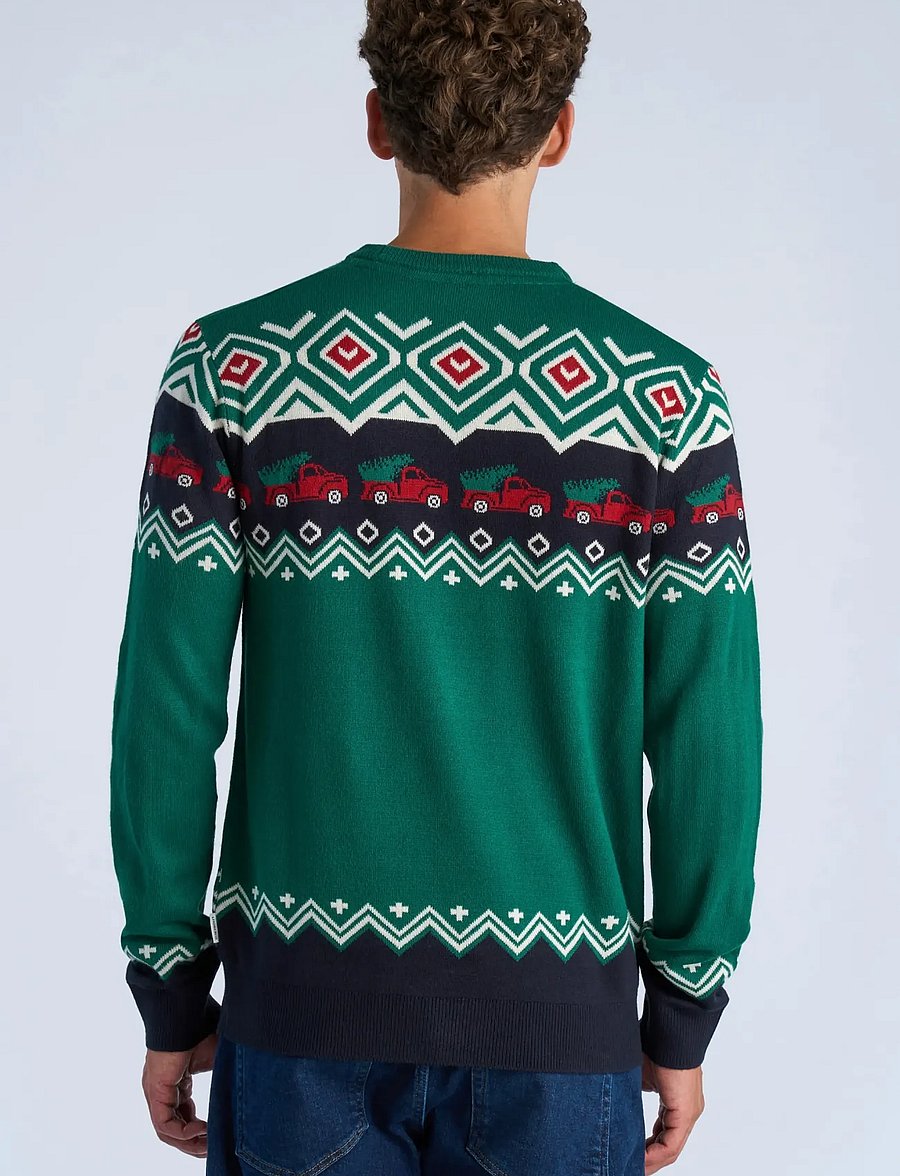 Lindbergh - Christmas jacquard sweater - round necks - green - 4