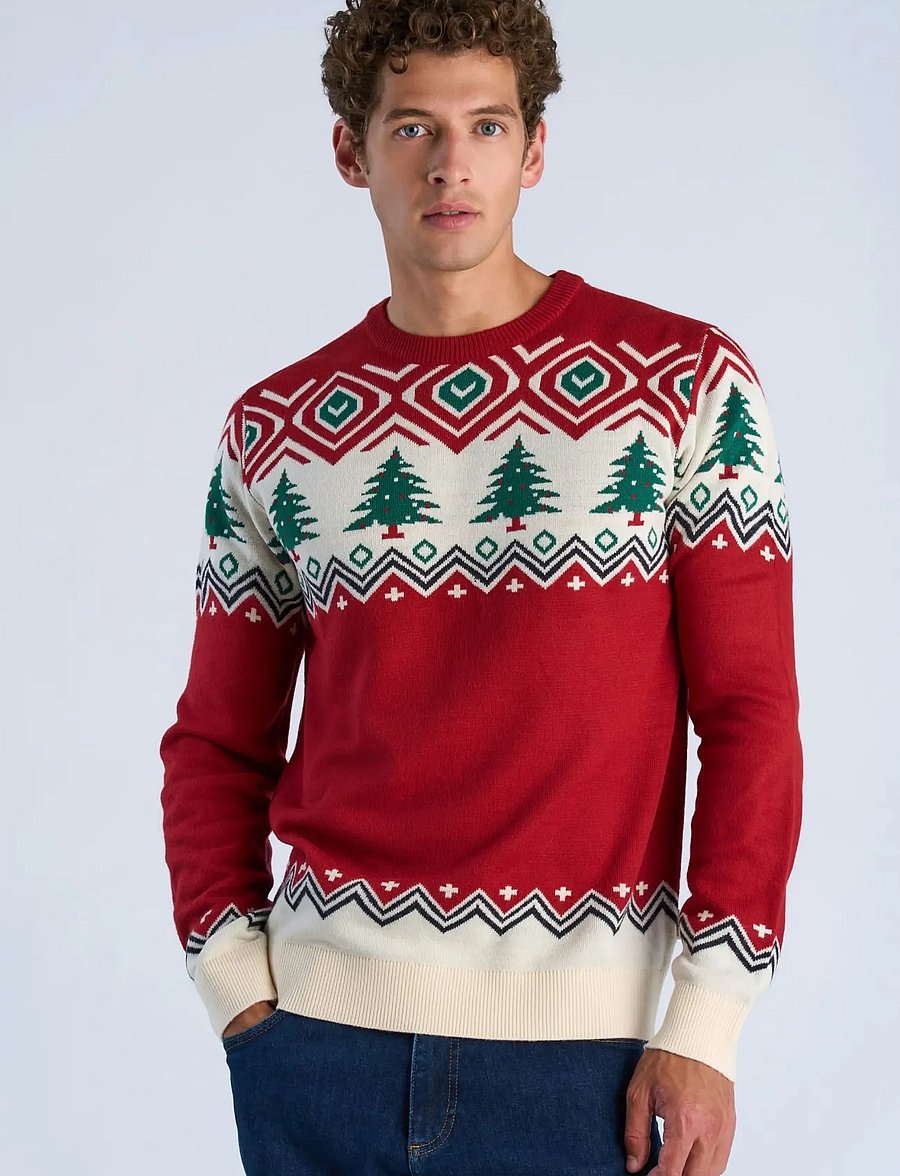 Lindbergh - Christmas jacquard sweater - rundhals - red - 3