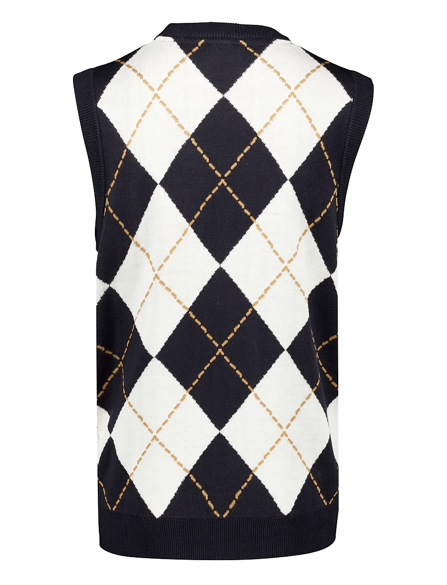 Lindbergh - Christmas argyle vest - knitted vests - navy - 2