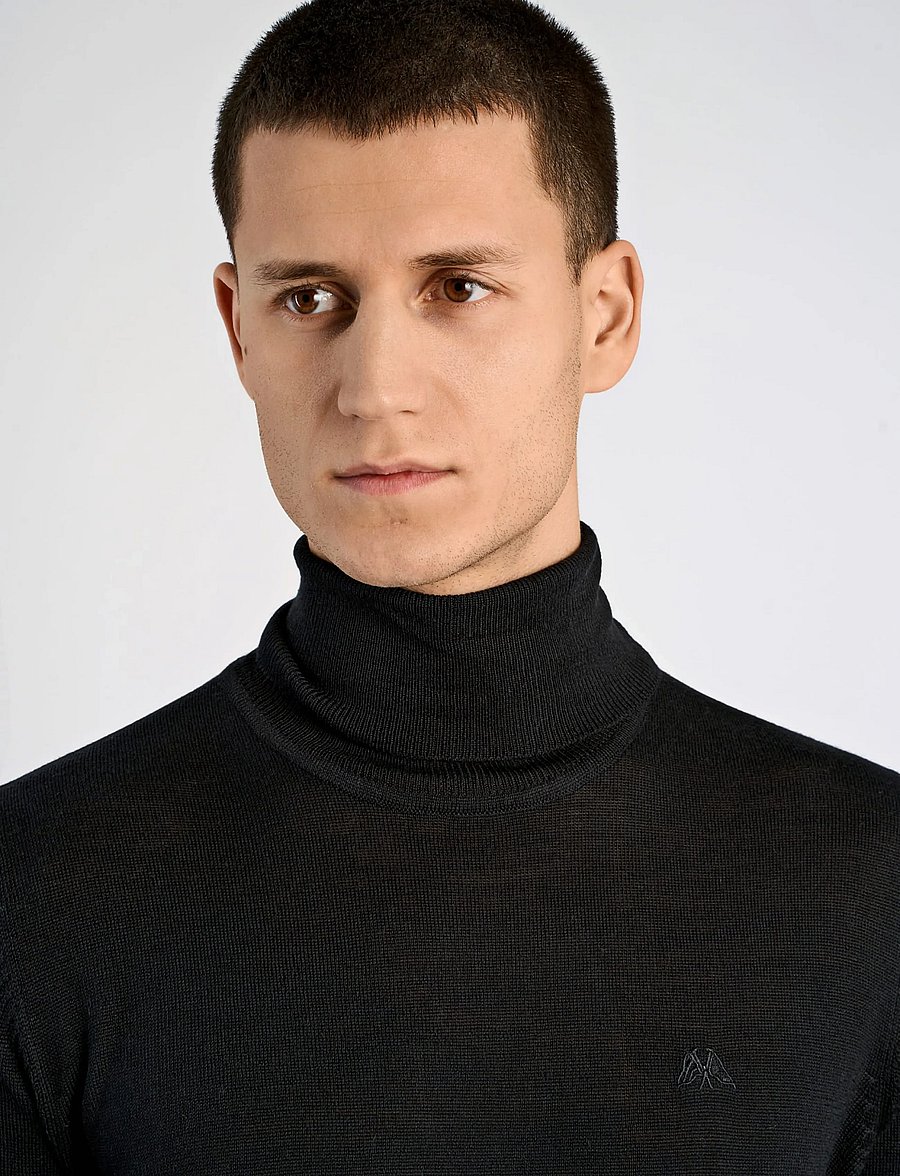 Lindbergh - Merino knit roll-neck - kõrge kaelusega - black - 5