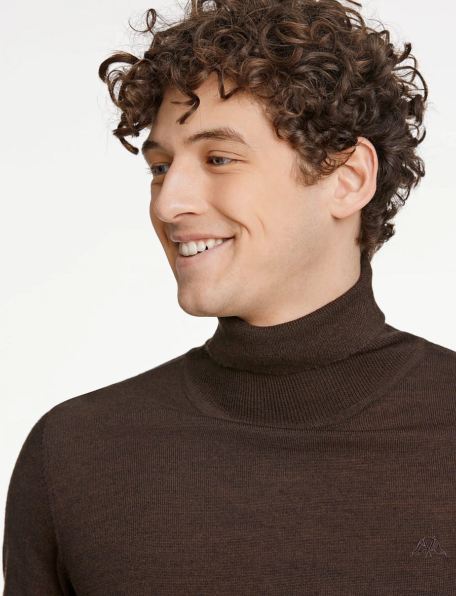 Lindbergh - Merino knit roll-neck - polokrage - brown mix - 5