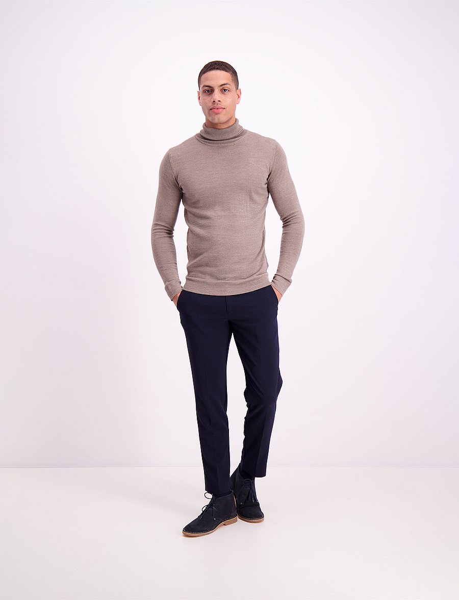 Lindbergh - Merino knit roll-neck - kõrge kaelusega - dk sand - 0