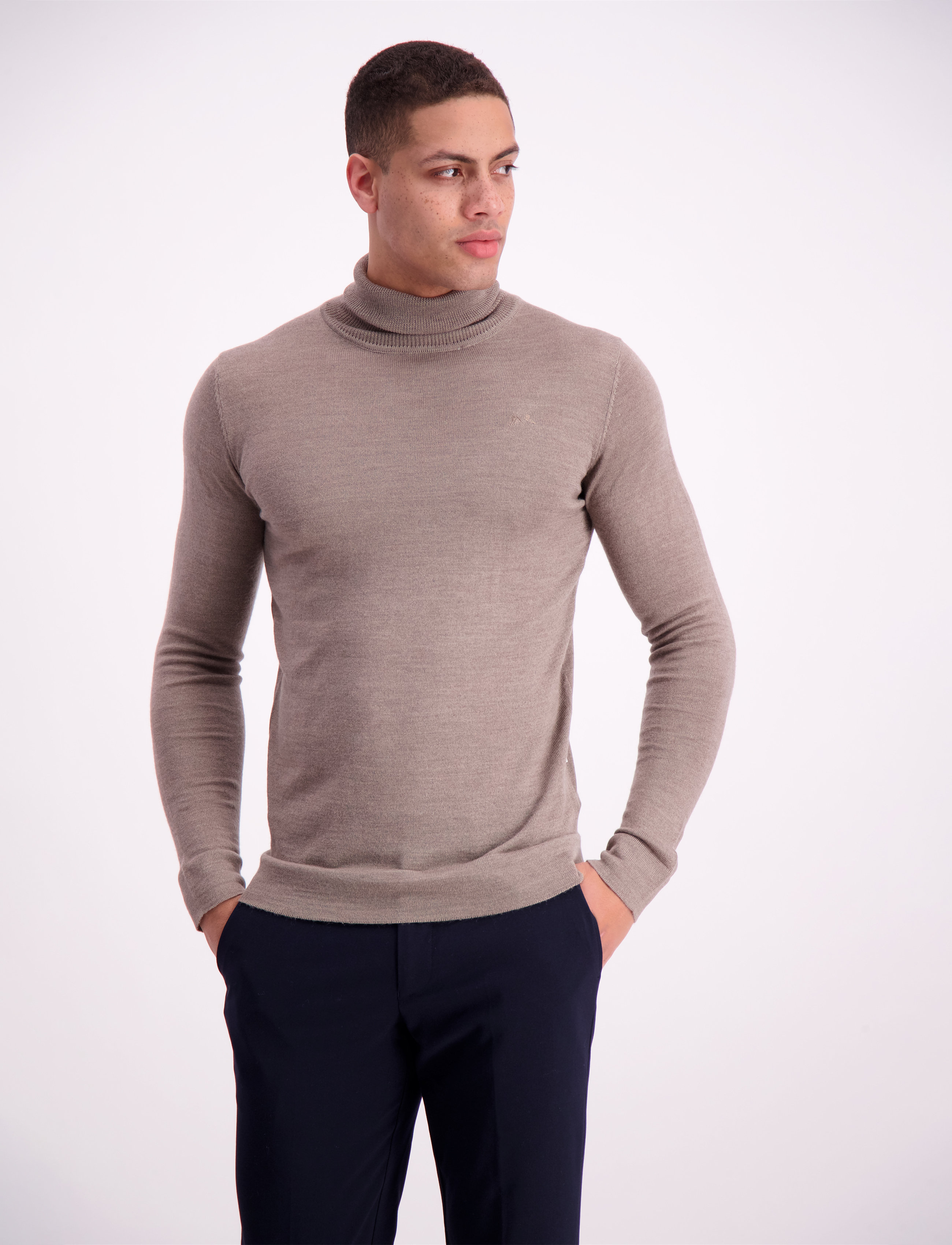 Lindbergh - Merino knit roll-neck - kõrge kaelusega - dk sand - 3