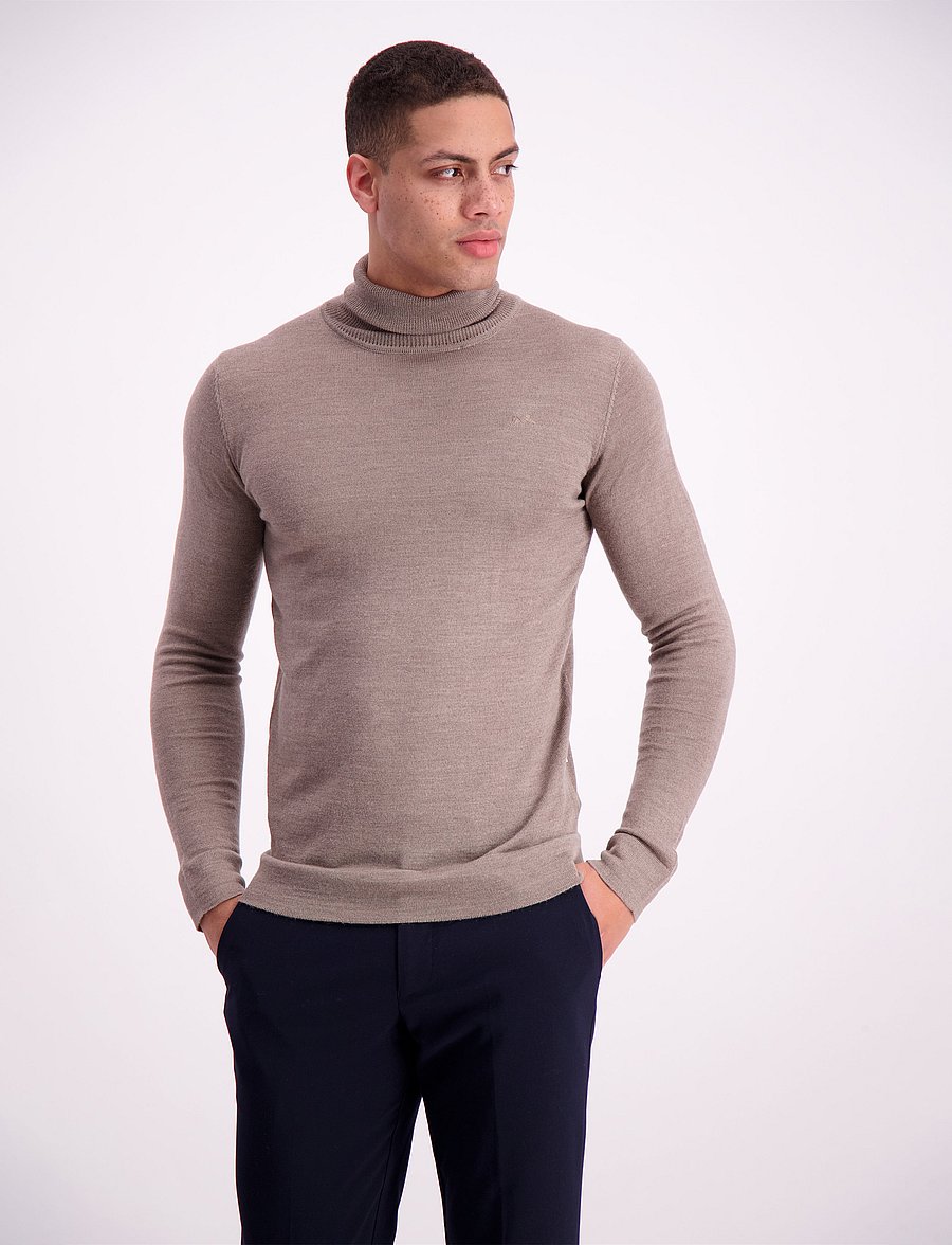 Lindbergh - Merino knit roll-neck - kõrge kaelusega - dk sand - 3