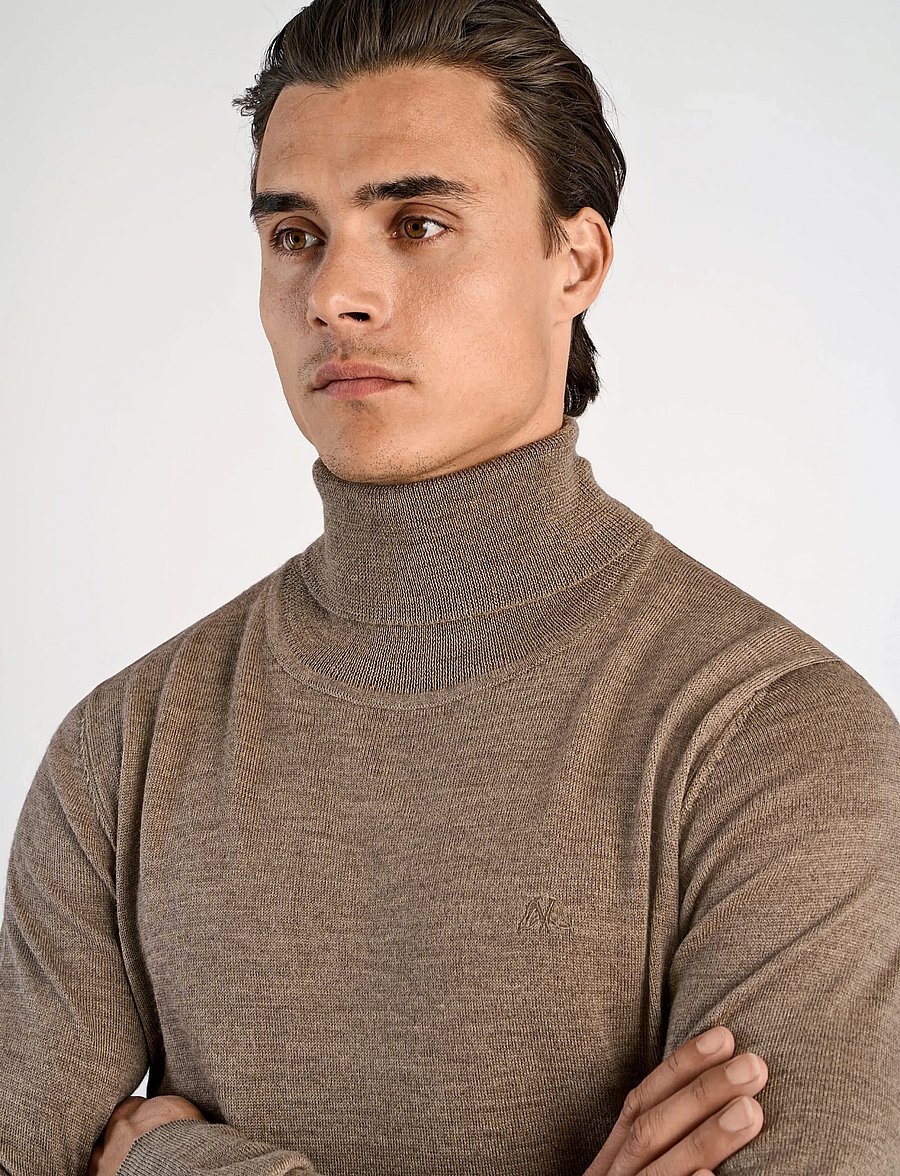 Lindbergh - Merino knit roll-neck - kõrge kaelusega - dk sand - 5