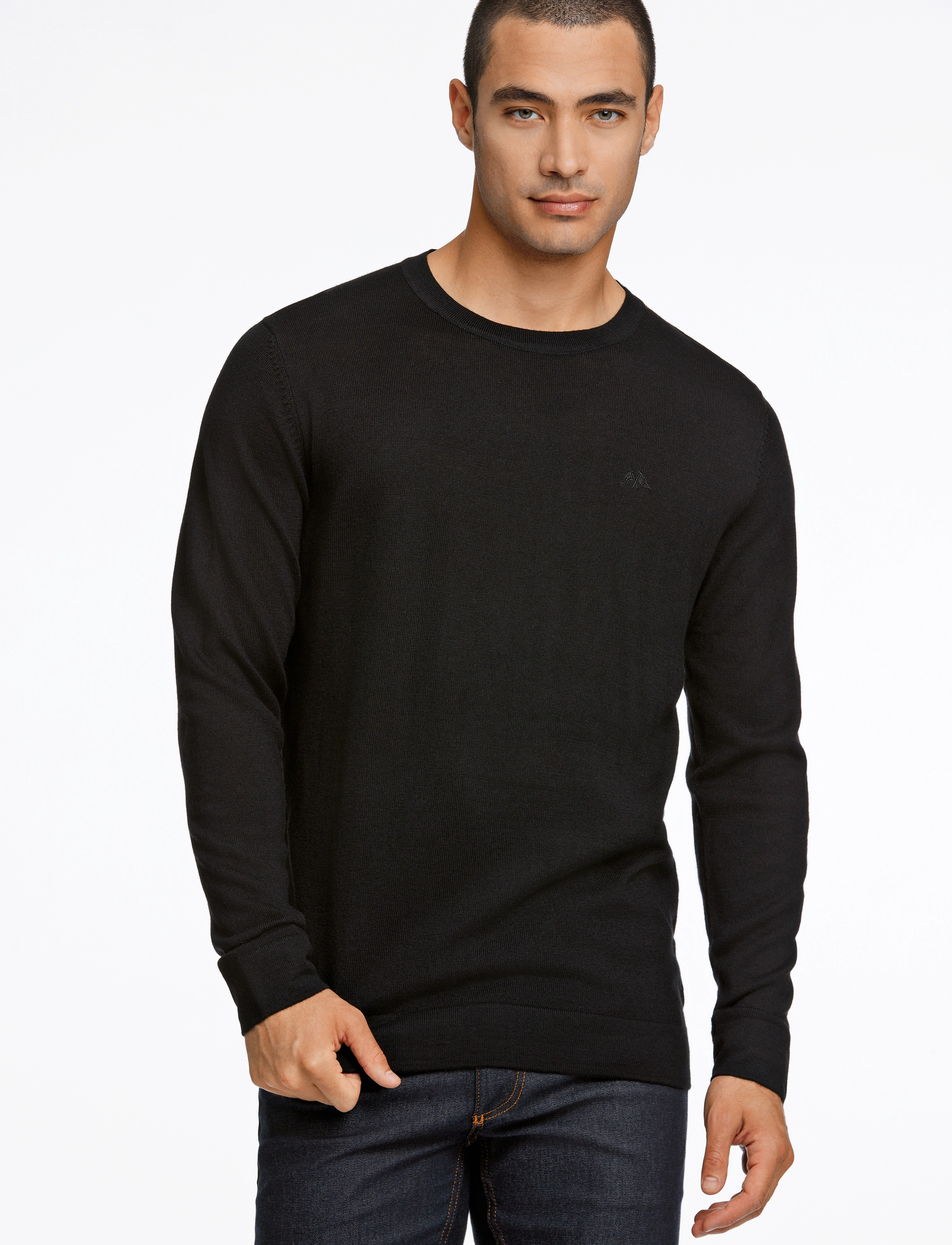 Lindbergh Merino Knit O-Neck, M, Knitwear, Schwarz - Round Necks, Männerswear