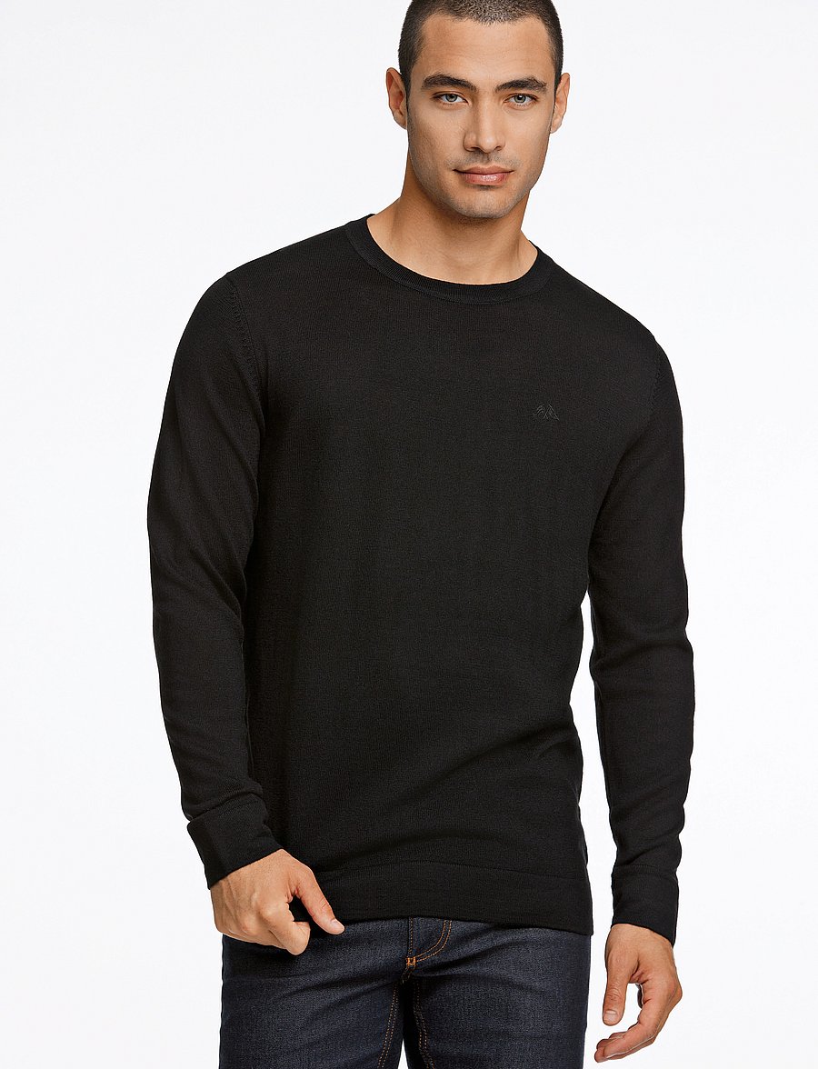 Lindbergh - Merino knit o-neck - rundhalsad - black - 0