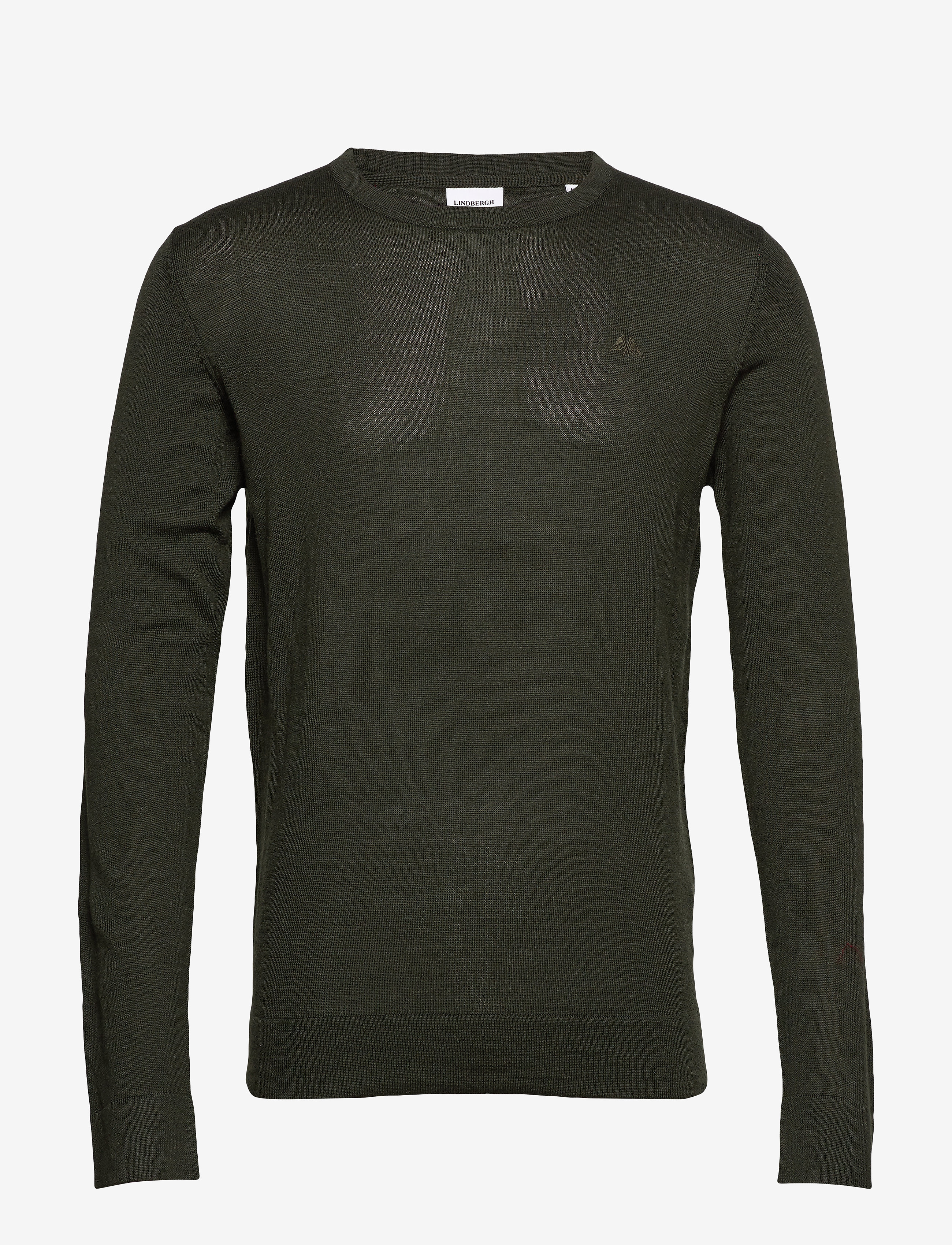 Merino knit o-neck - BOTTLE GREEN