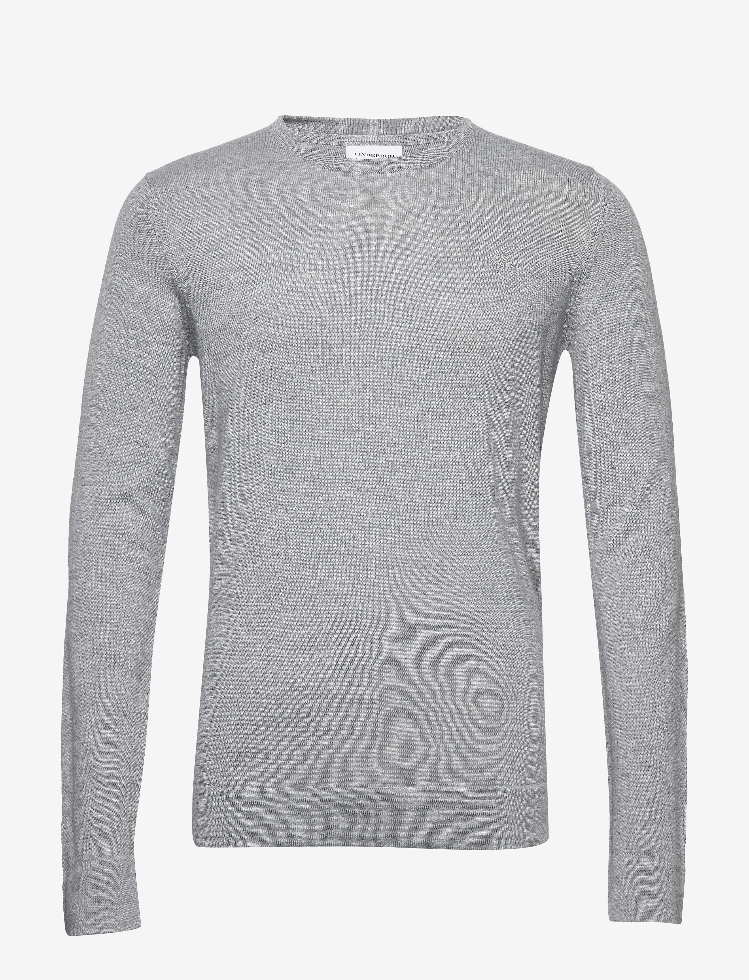 Merino knit o-neck - LT GREY MIX