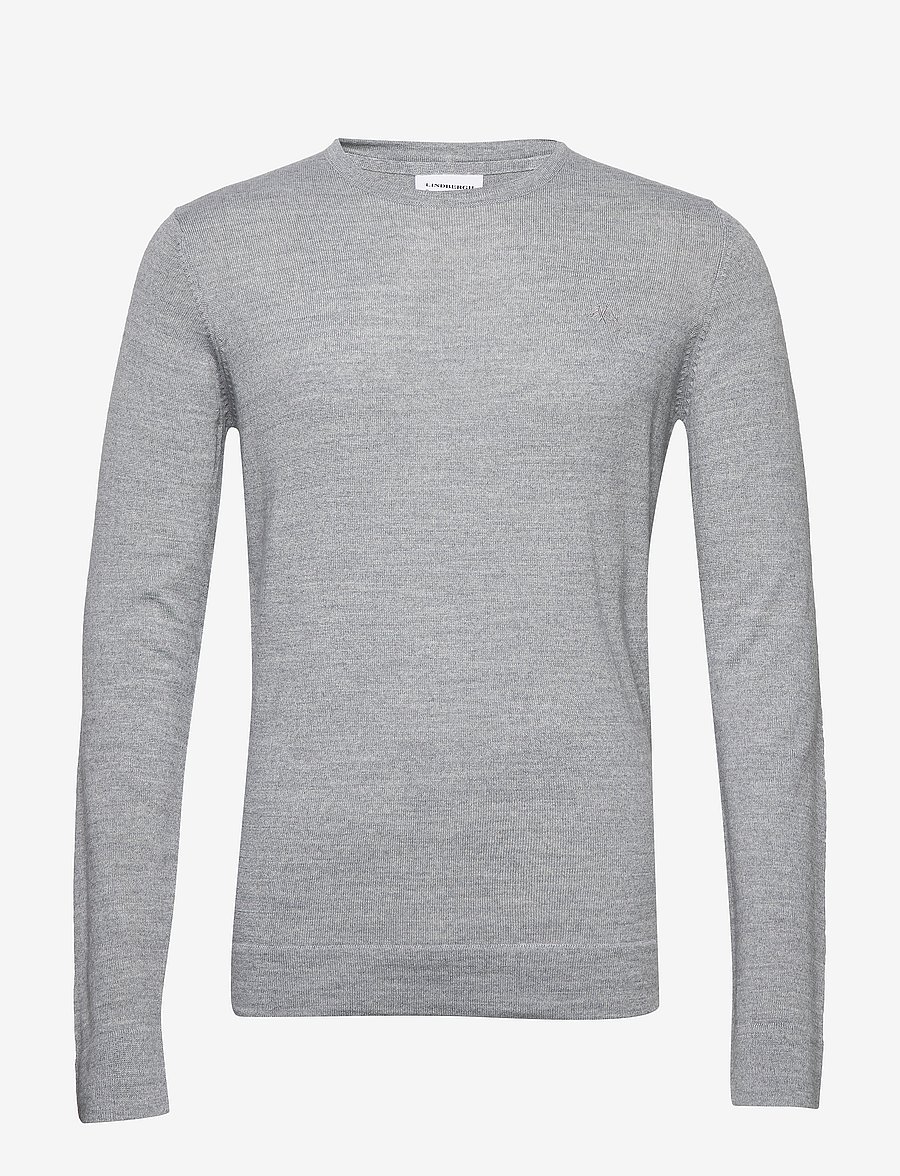 Lindbergh - Merino knit o-neck - rund hals - lt grey mix - 1