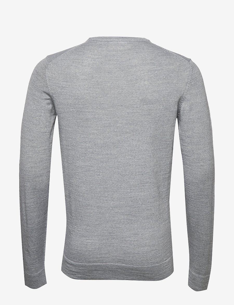 Lindbergh - Merino knit o-neck - rund hals - lt grey mix - 2
