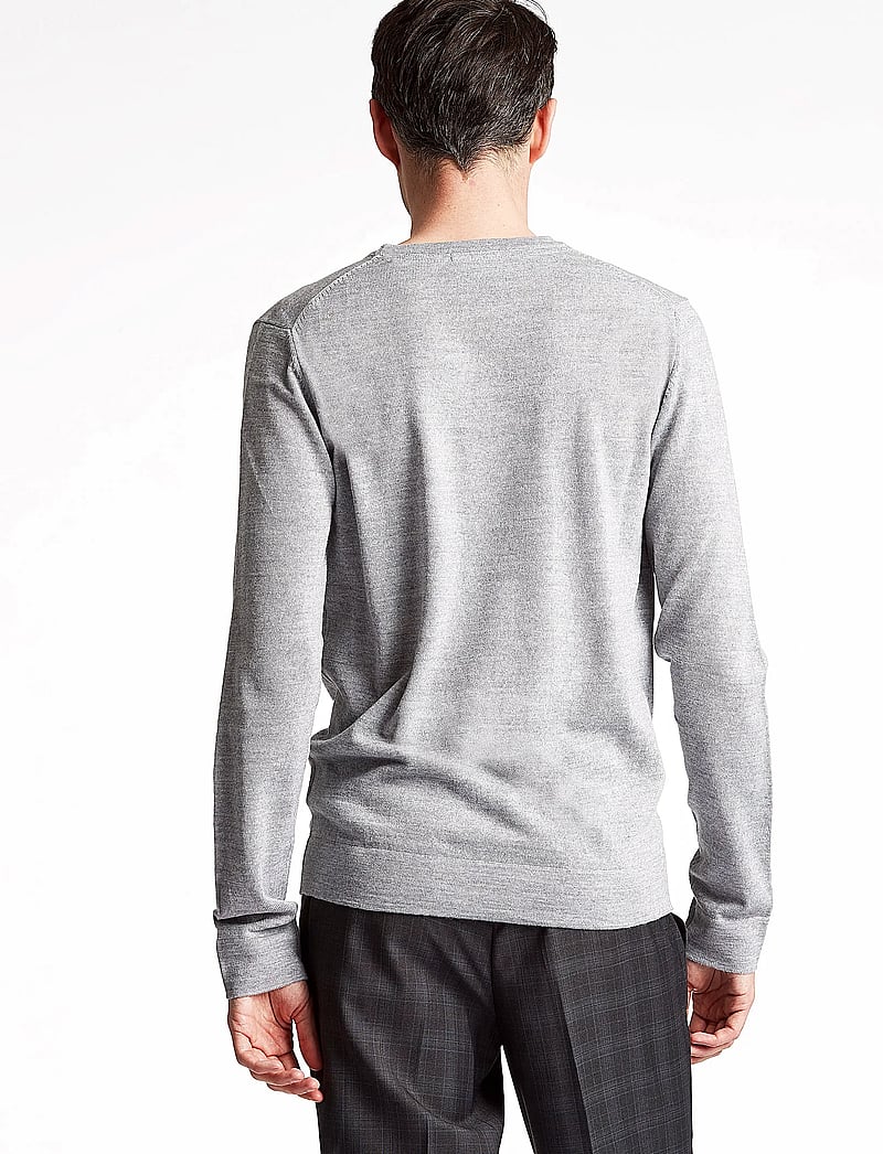 Lindbergh - Merino knit o-neck - rundhalsad - lt grey mix - 3