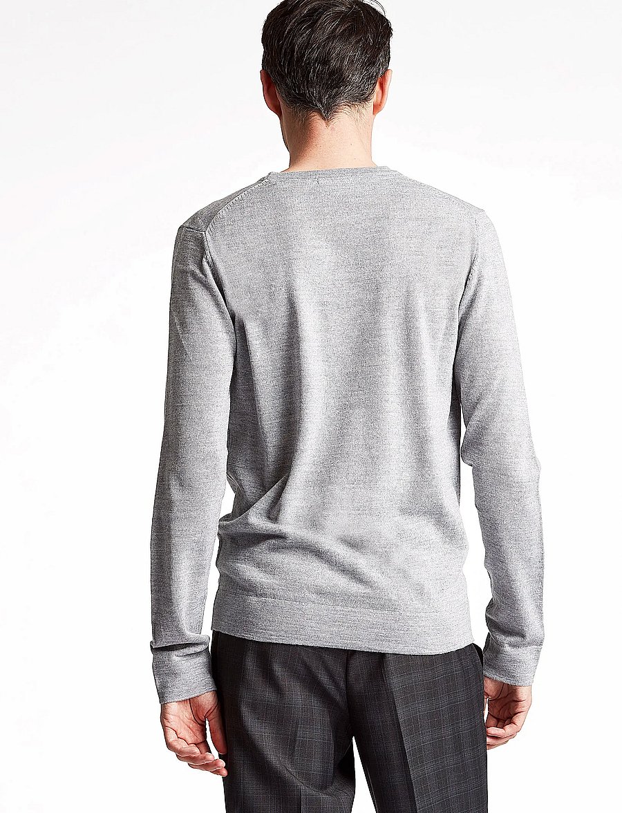 Lindbergh - Merino knit o-neck - rund hals - lt grey mix - 3