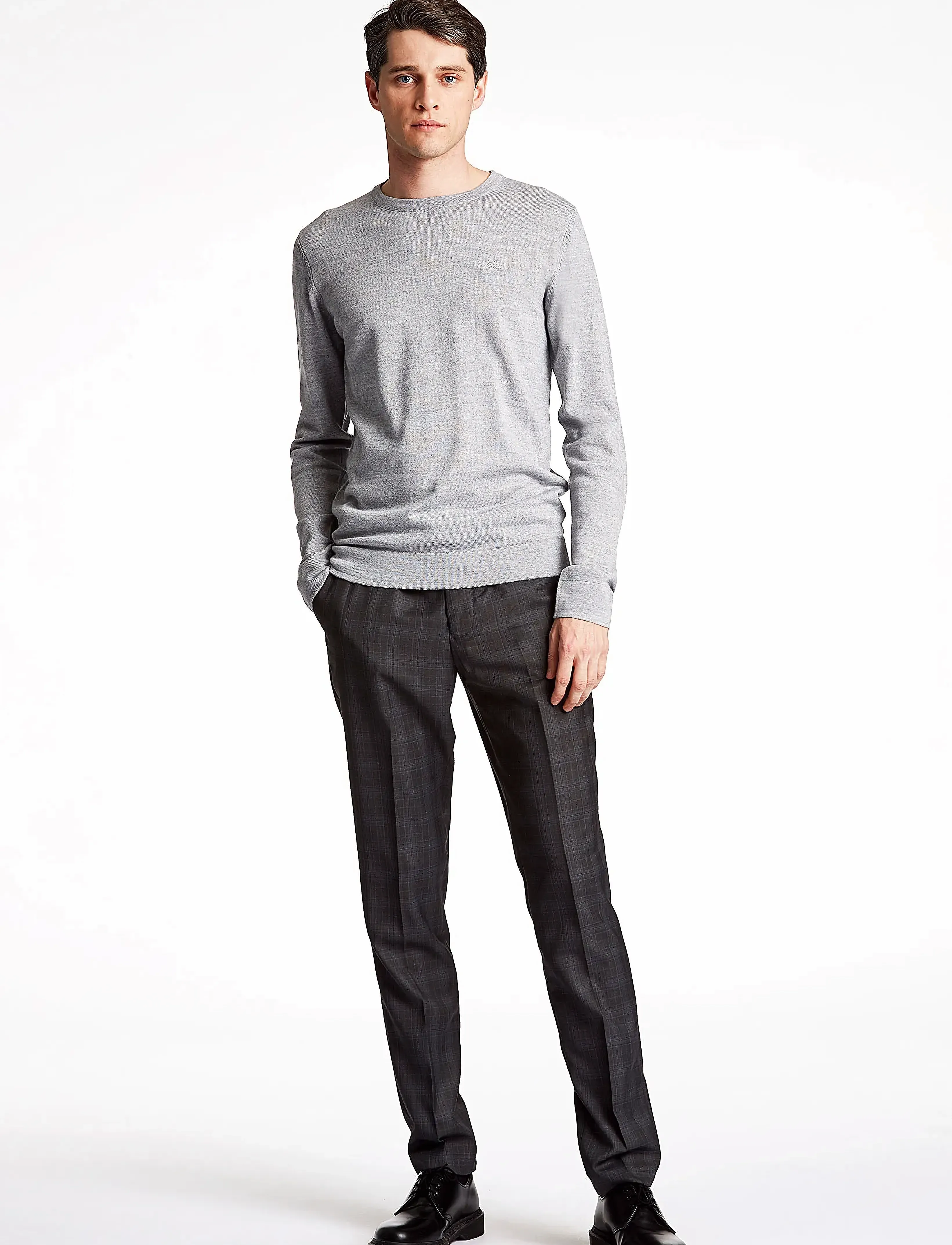 Lindbergh - Merino knit o-neck - strickmode - lt grey mix - 4