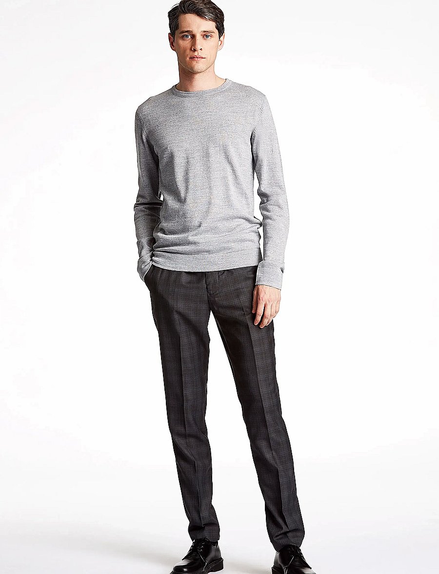 Lindbergh - Merino knit o-neck - rund hals - lt grey mix - 4