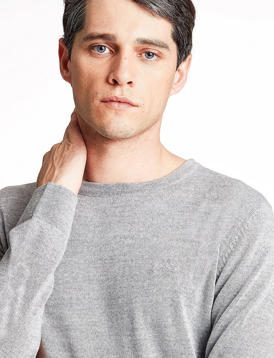 Lindbergh - Merino knit o-neck - rund hals - lt grey mix - 5