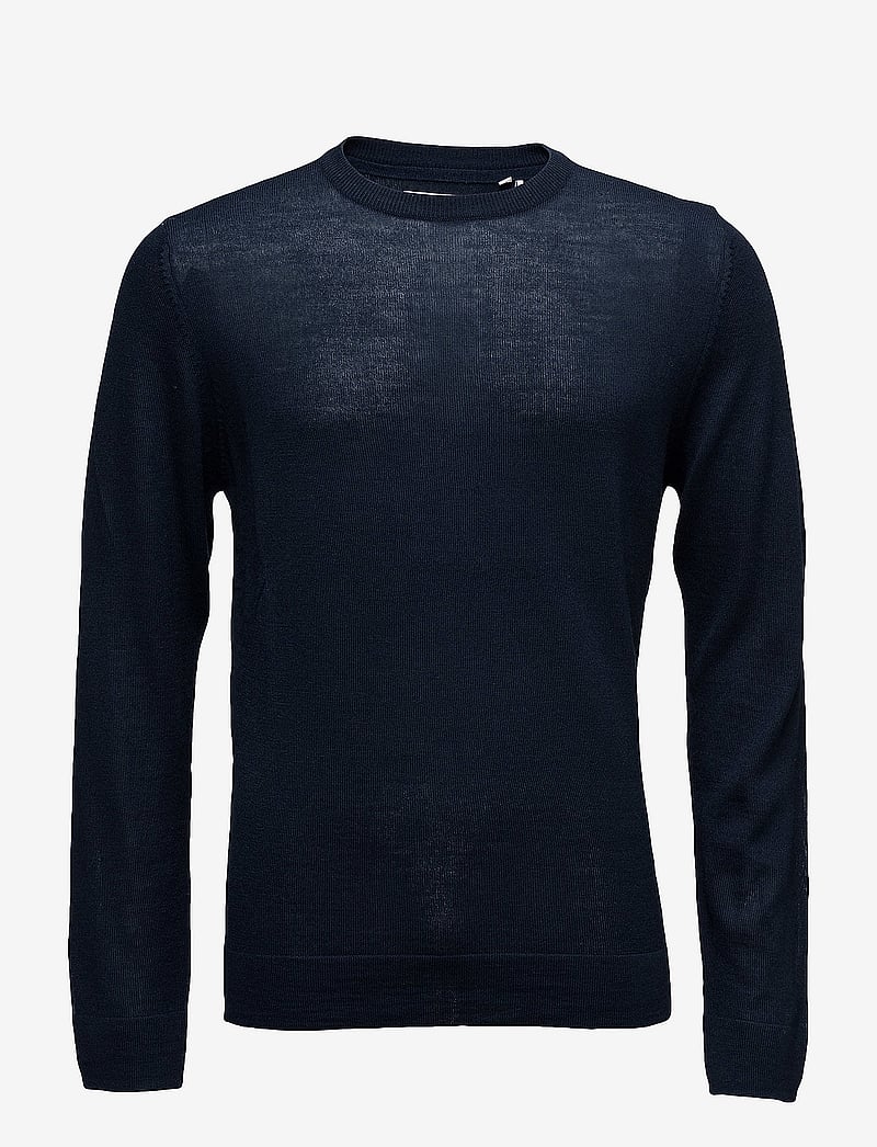 Lindbergh - Merino knit o-neck - rundhalsad - navy - 1