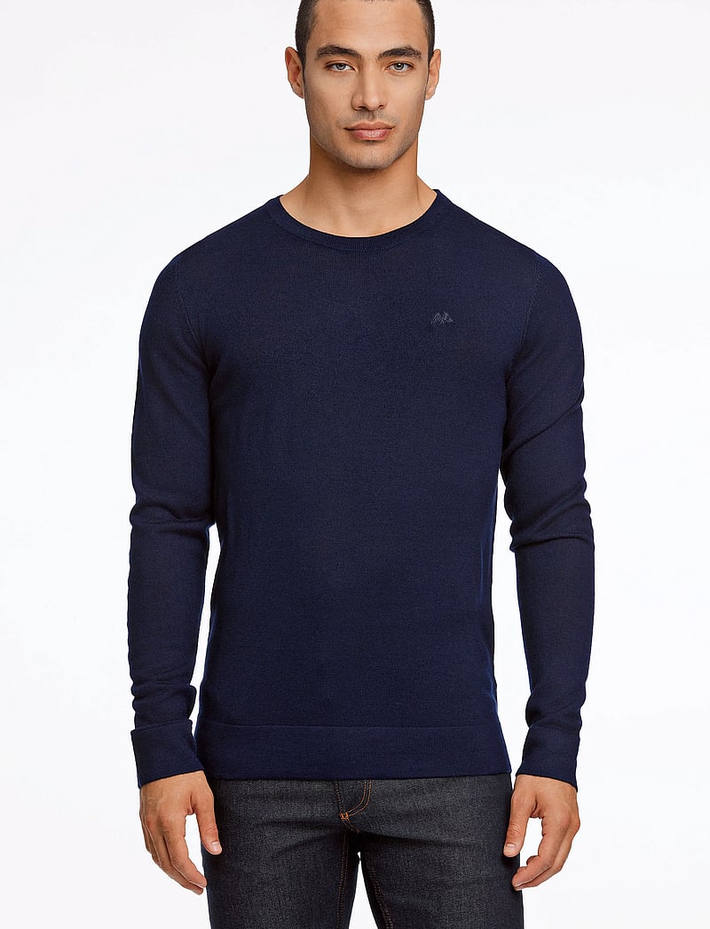 Lindbergh - Merino knit o-neck - rundhalsad - navy - 0