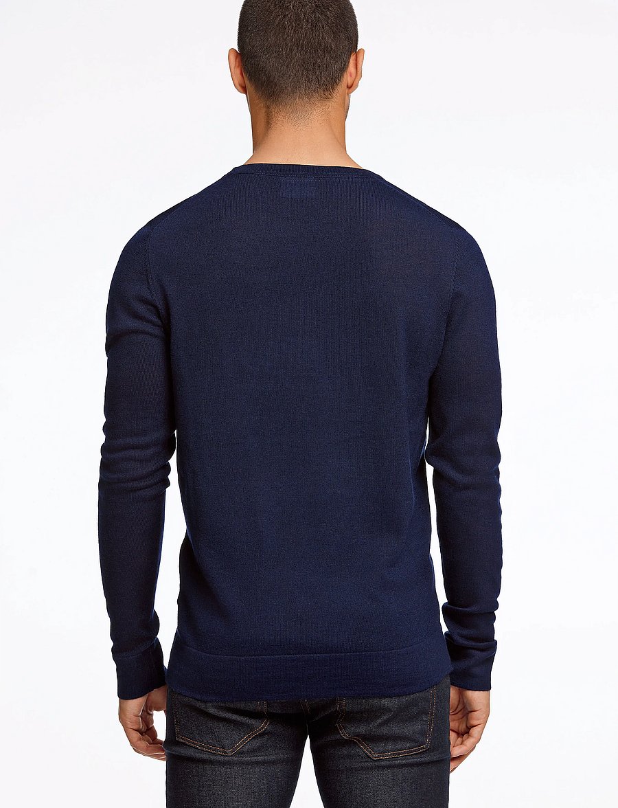Lindbergh - Merino knit o-neck - round necks - navy - 3