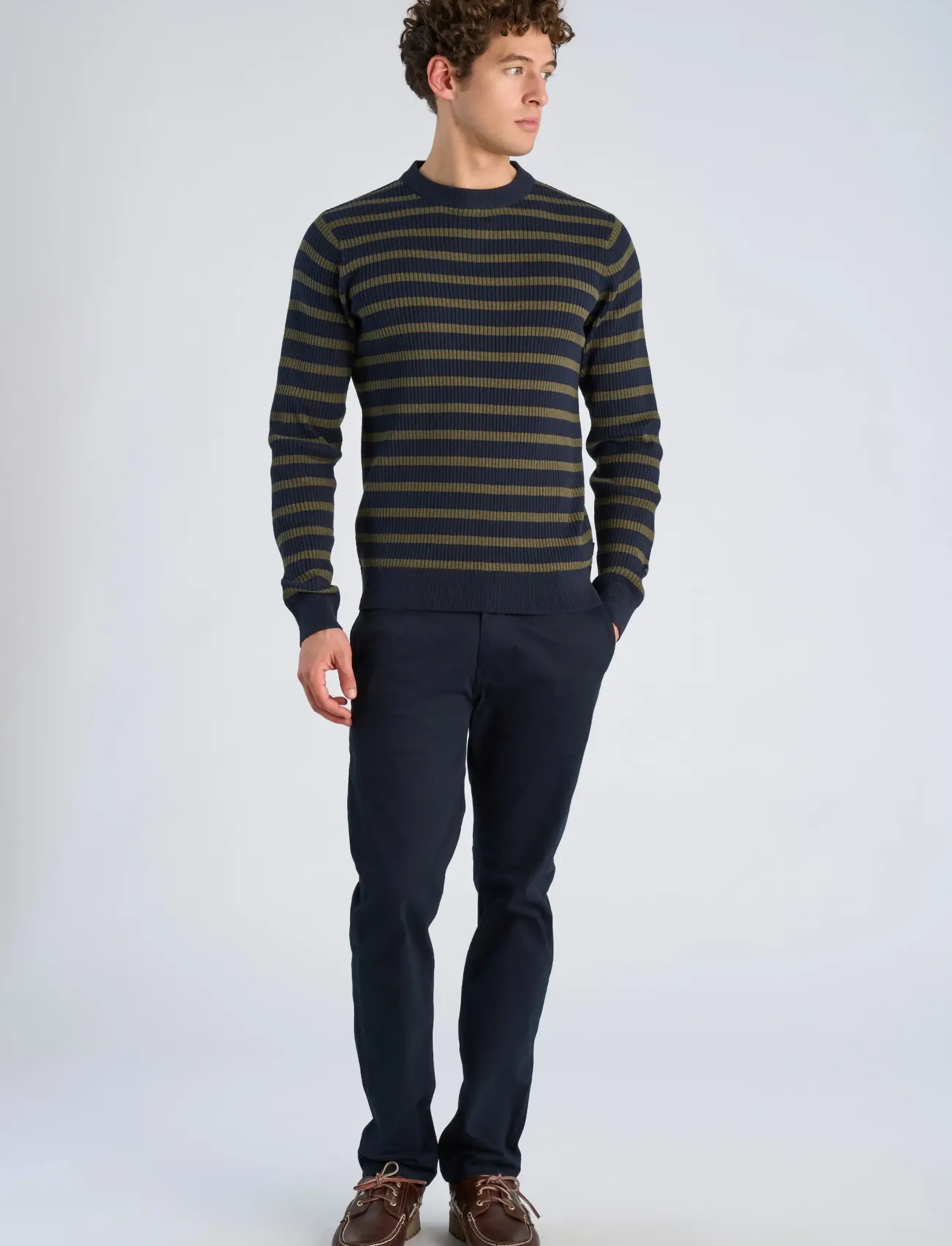Lindbergh Recycled crew neck knit L/S - Kevadgarderoob - ARMY / navy