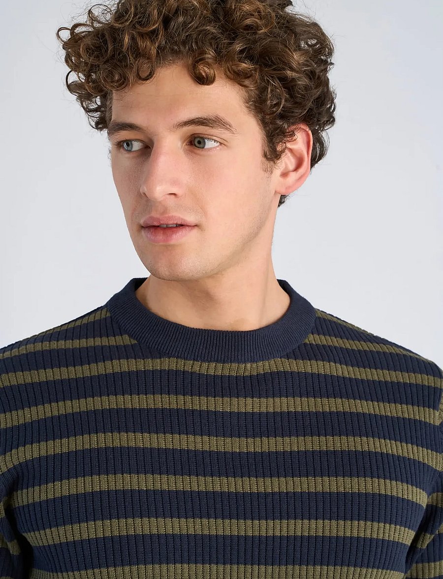 Lindbergh - Recycled crew neck knit L/S - Ümmarguse kaelusega kudumid - army - 5