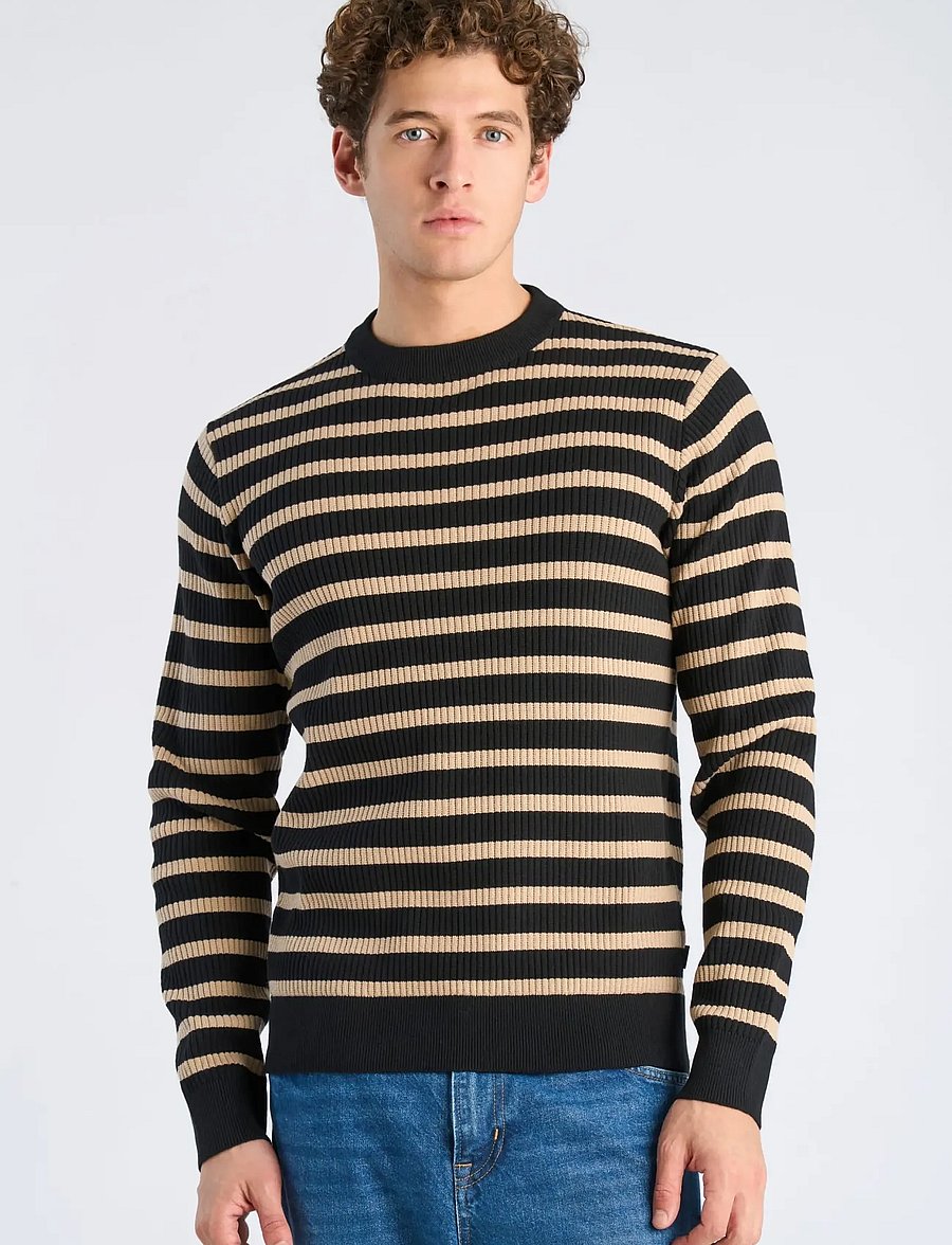 Lindbergh - Recycled crew neck knit L/S - Ümmarguse kaelusega kudumid - black - 3