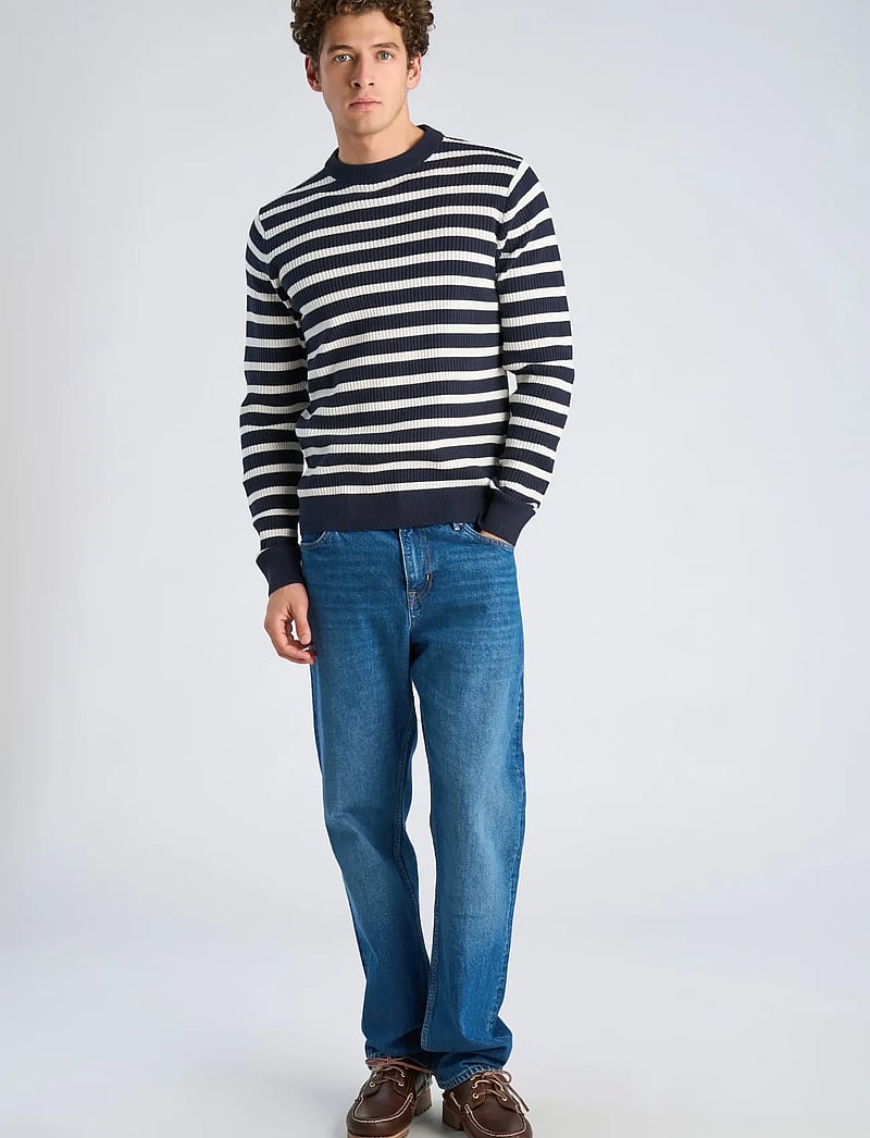 Lindbergh - Recycled crew neck knit L/S - Ümmarguse kaelusega kudumid - navy - 0