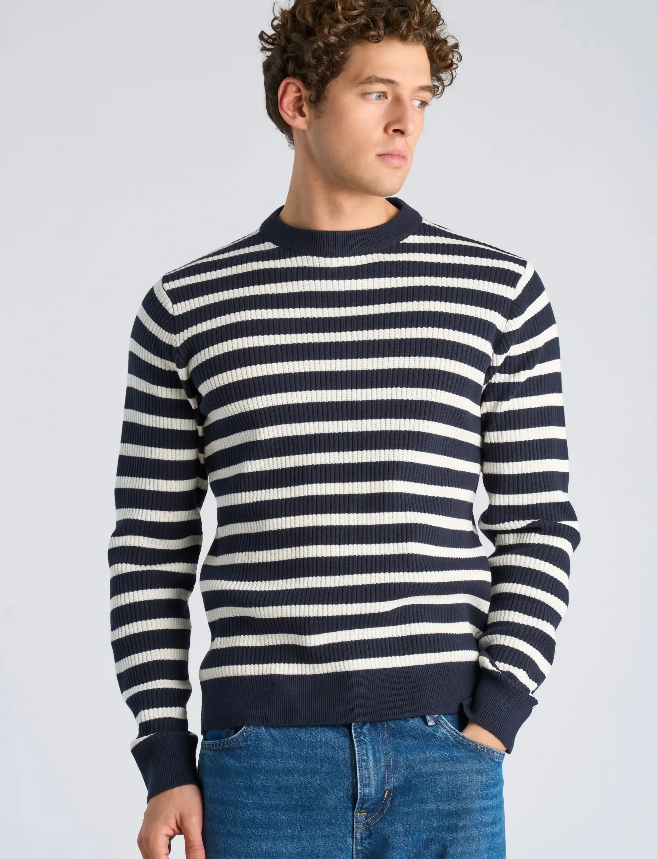 Lindbergh - Recycled crew neck knit L/S - pulls col rond - navy - 3