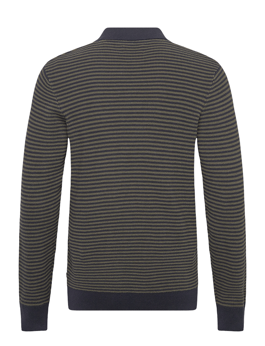Lindbergh - Recycled v-neck polo knit L/S - poloer i strik med lange ærmer - army - 2