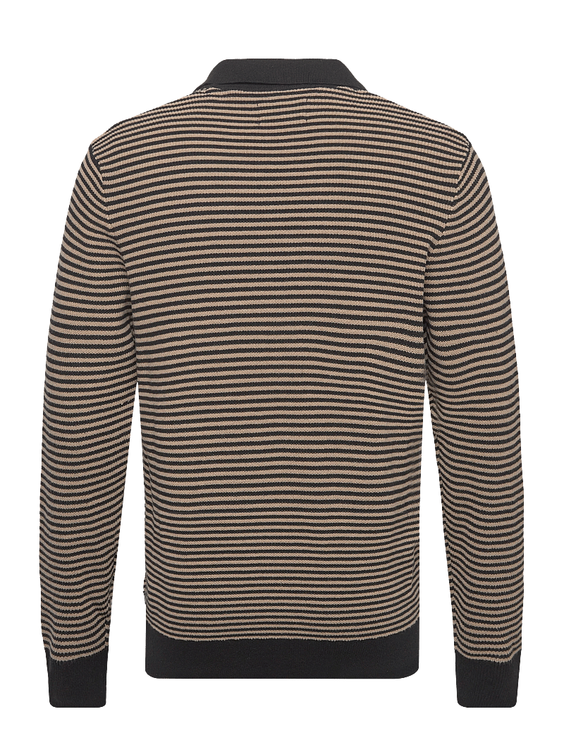 Lindbergh - Recycled v-neck polo knit L/S - poloer i strik med lange ærmer - black - 2