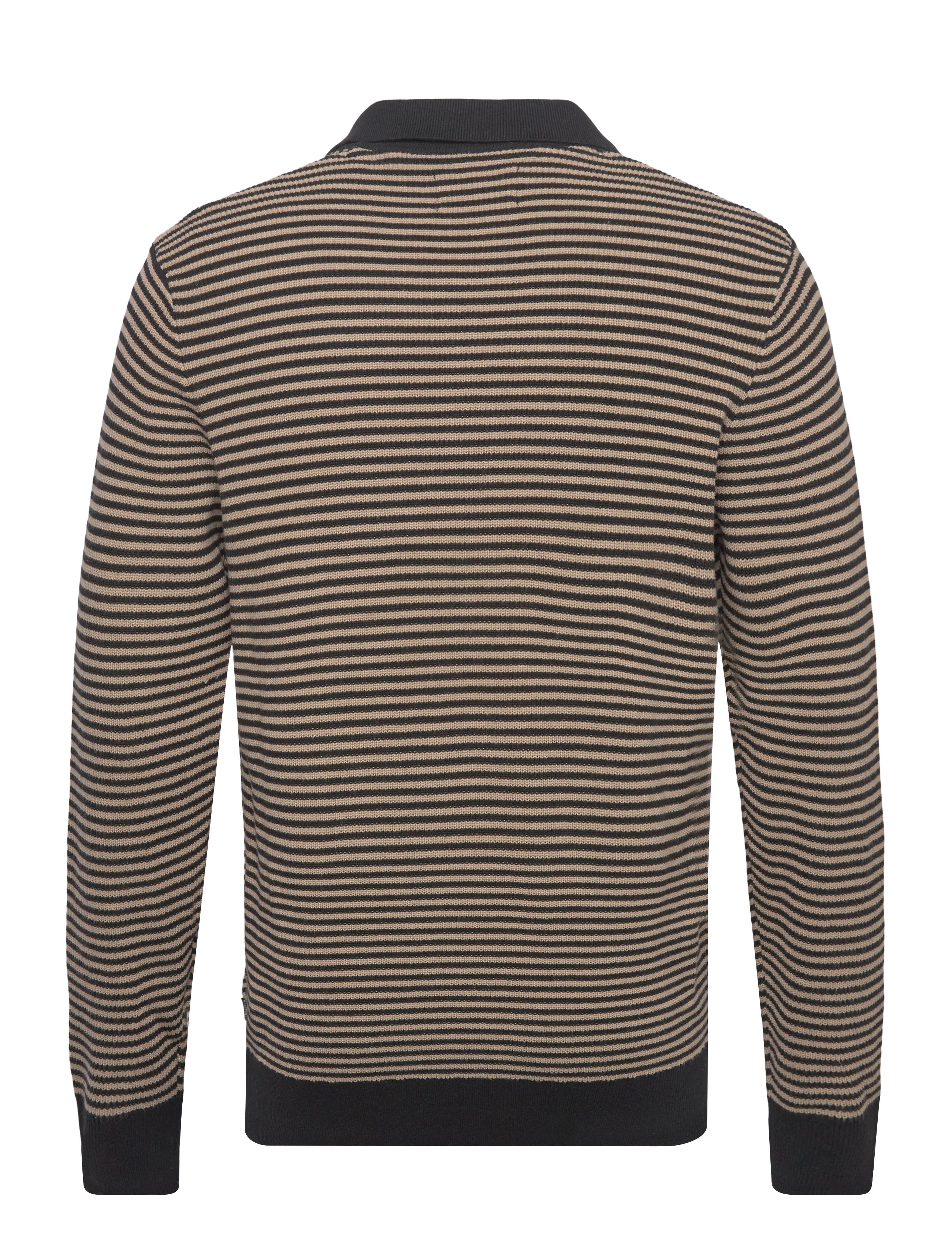 Lindbergh - Recycled v-neck polo knit L/S - poloer i strik med lange ærmer - black - 2