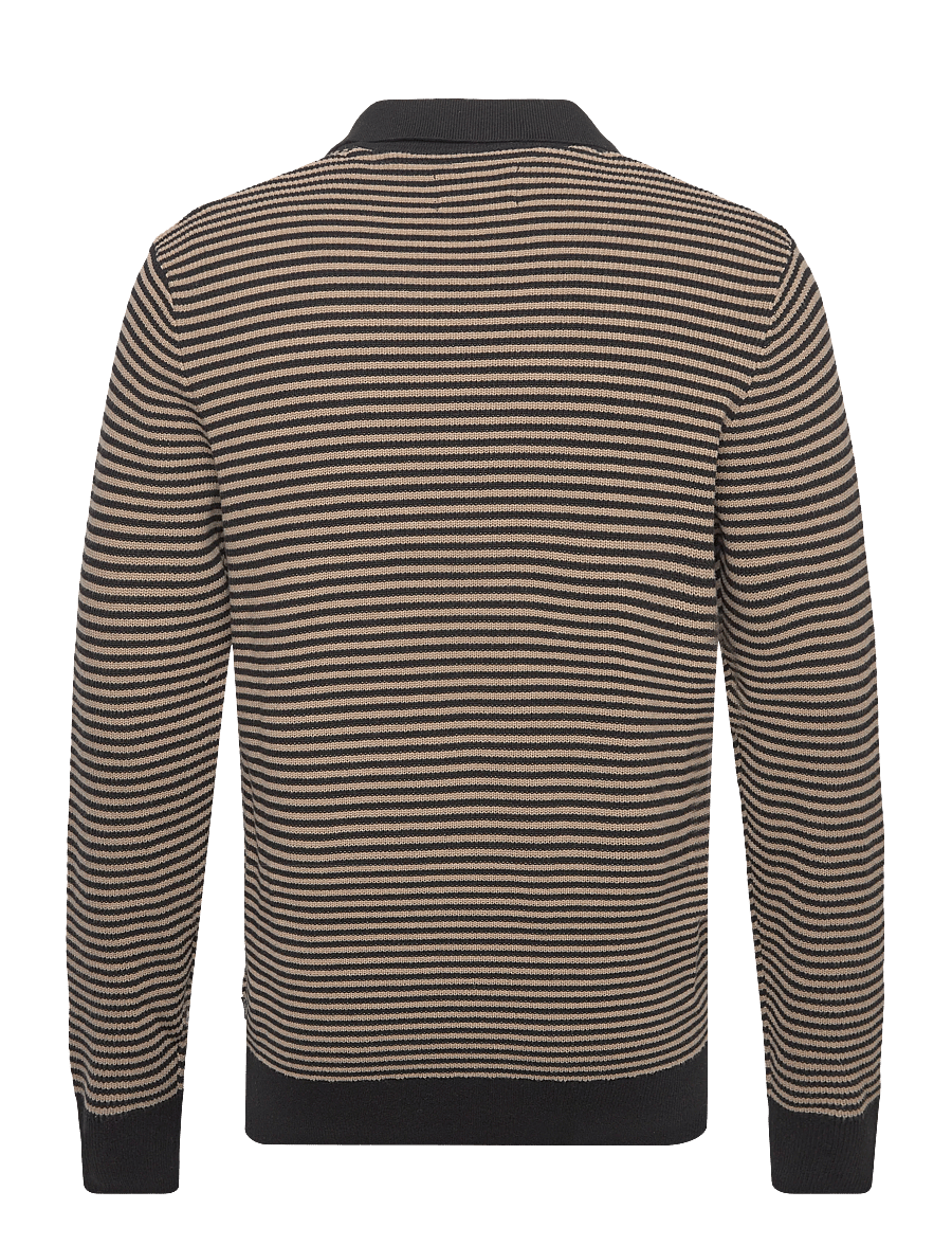 Lindbergh - Recycled v-neck polo knit L/S - poloer i strik med lange ærmer - black - 2