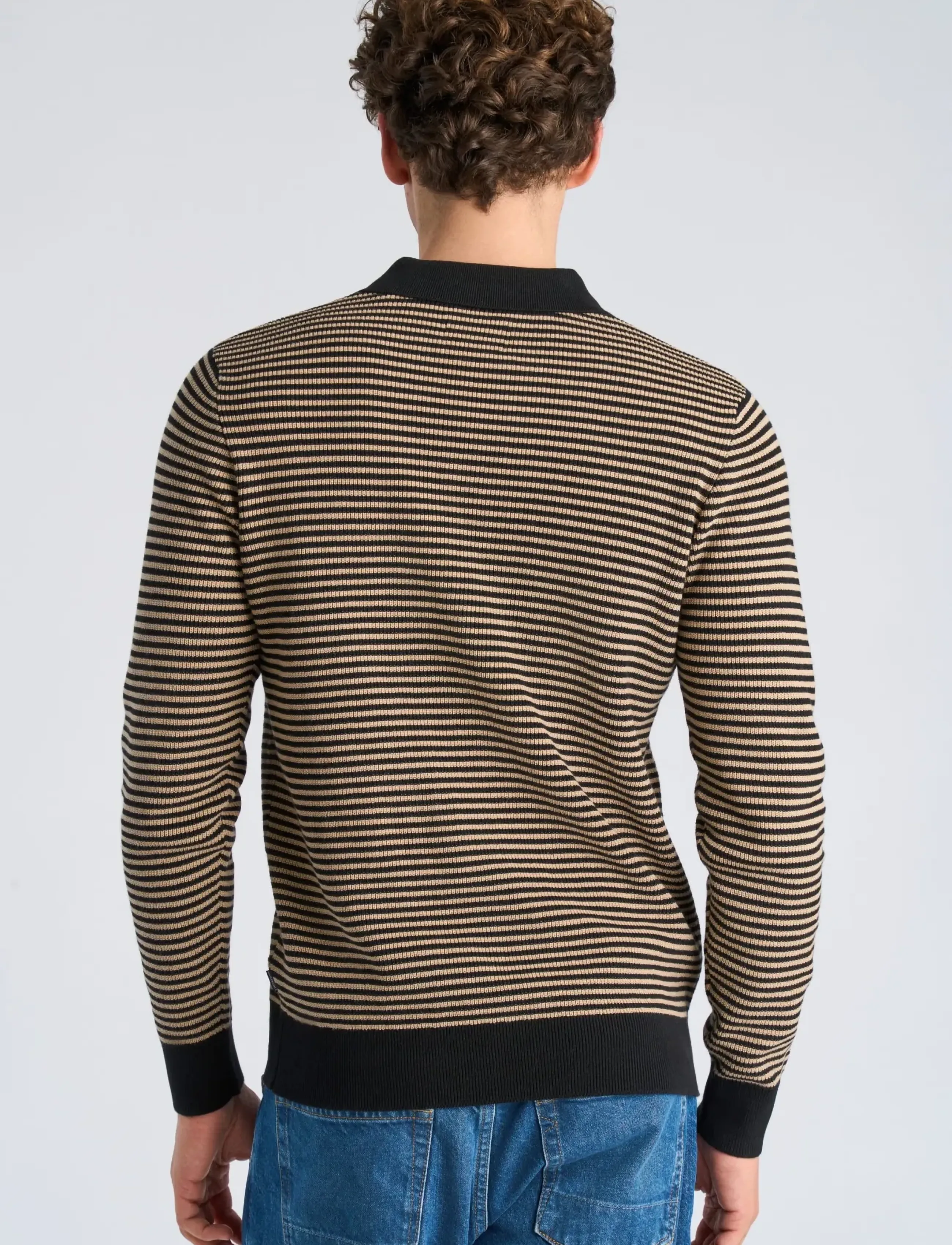 Lindbergh - Recycled v-neck polo knit L/S - poloer i strik med lange ærmer - black - 4