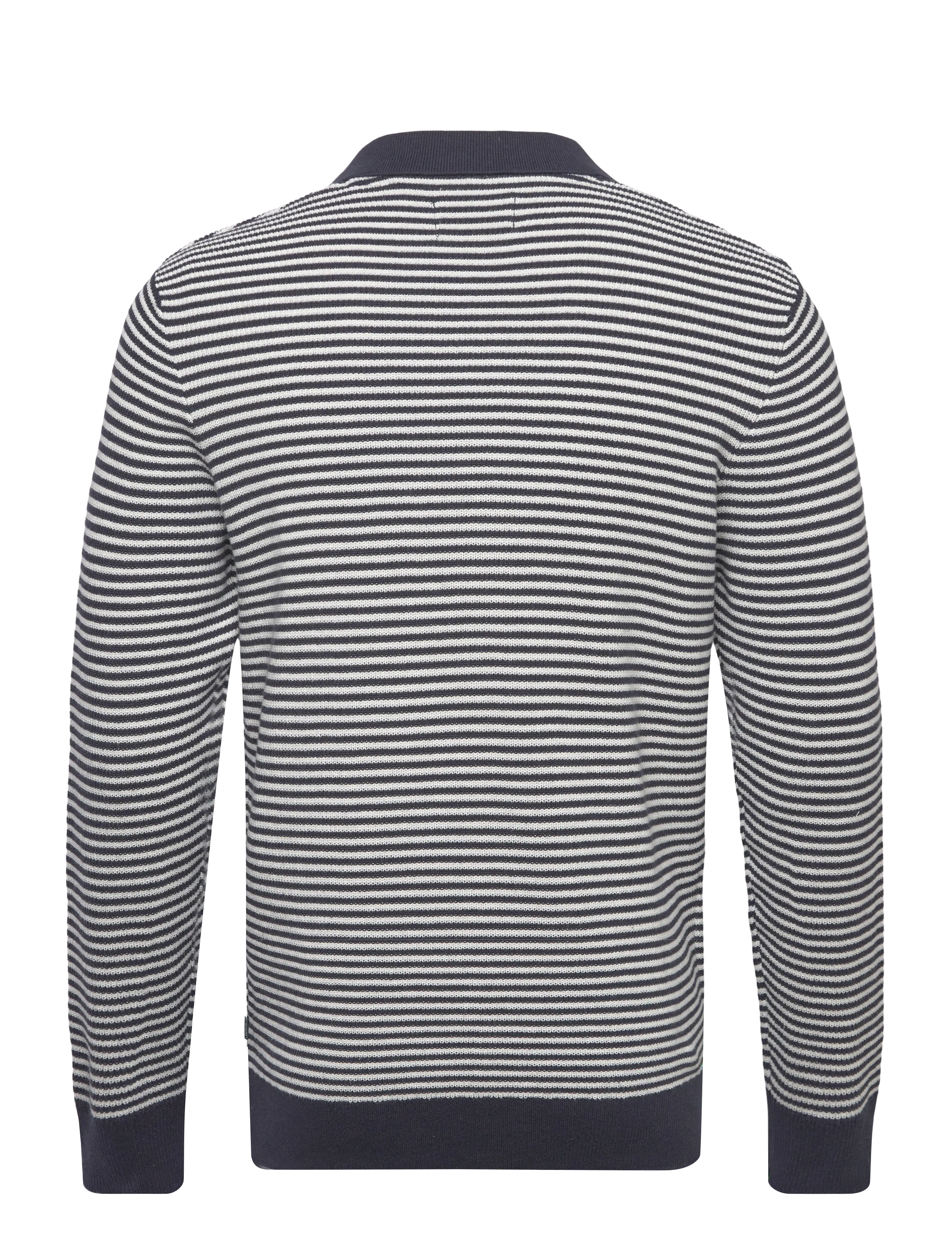Lindbergh - Recycled v-neck polo knit L/S - langärmelige gestrickte polohemden - navy - 2