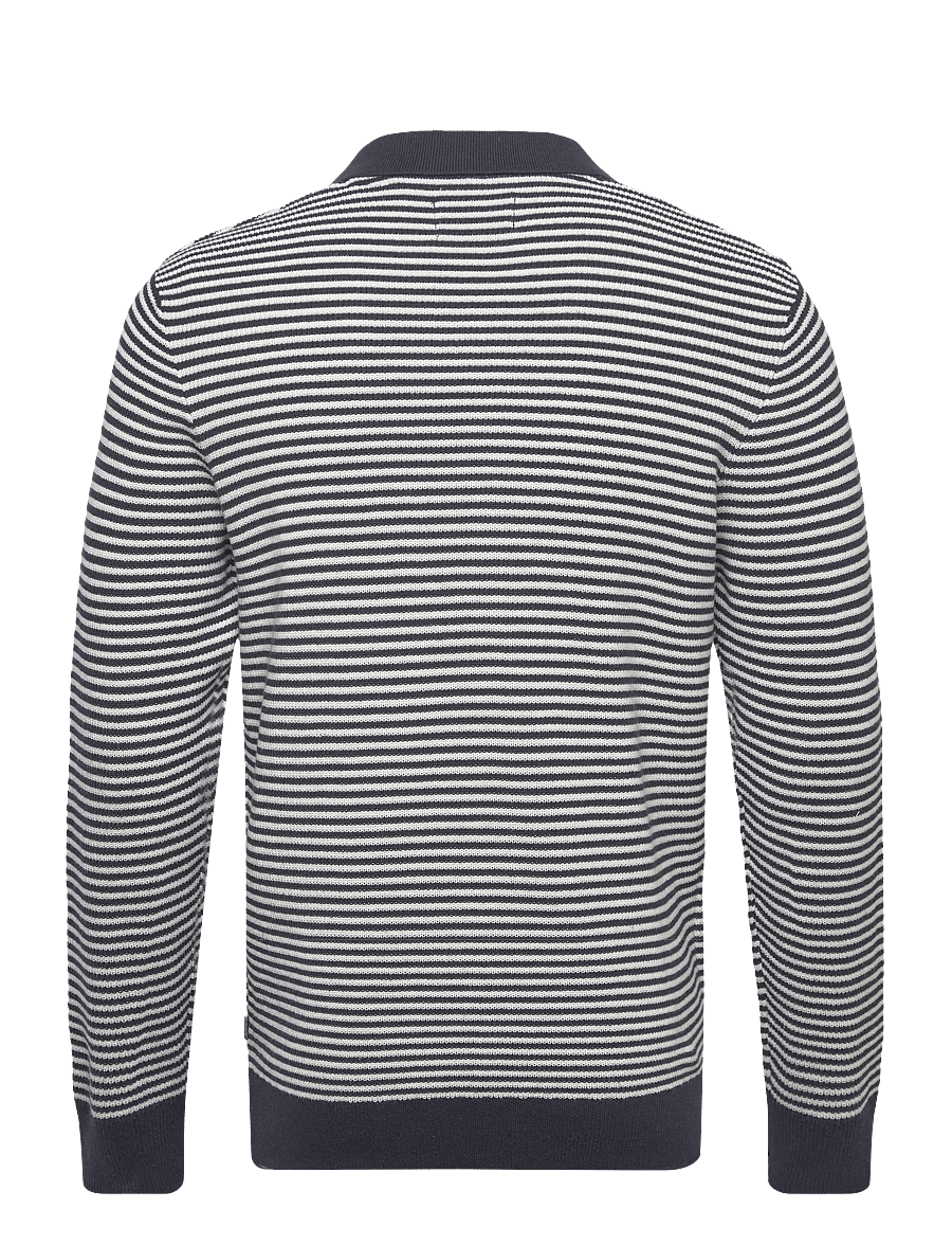 Lindbergh - Recycled v-neck polo knit L/S - langärmelige gestrickte polohemden - navy - 2