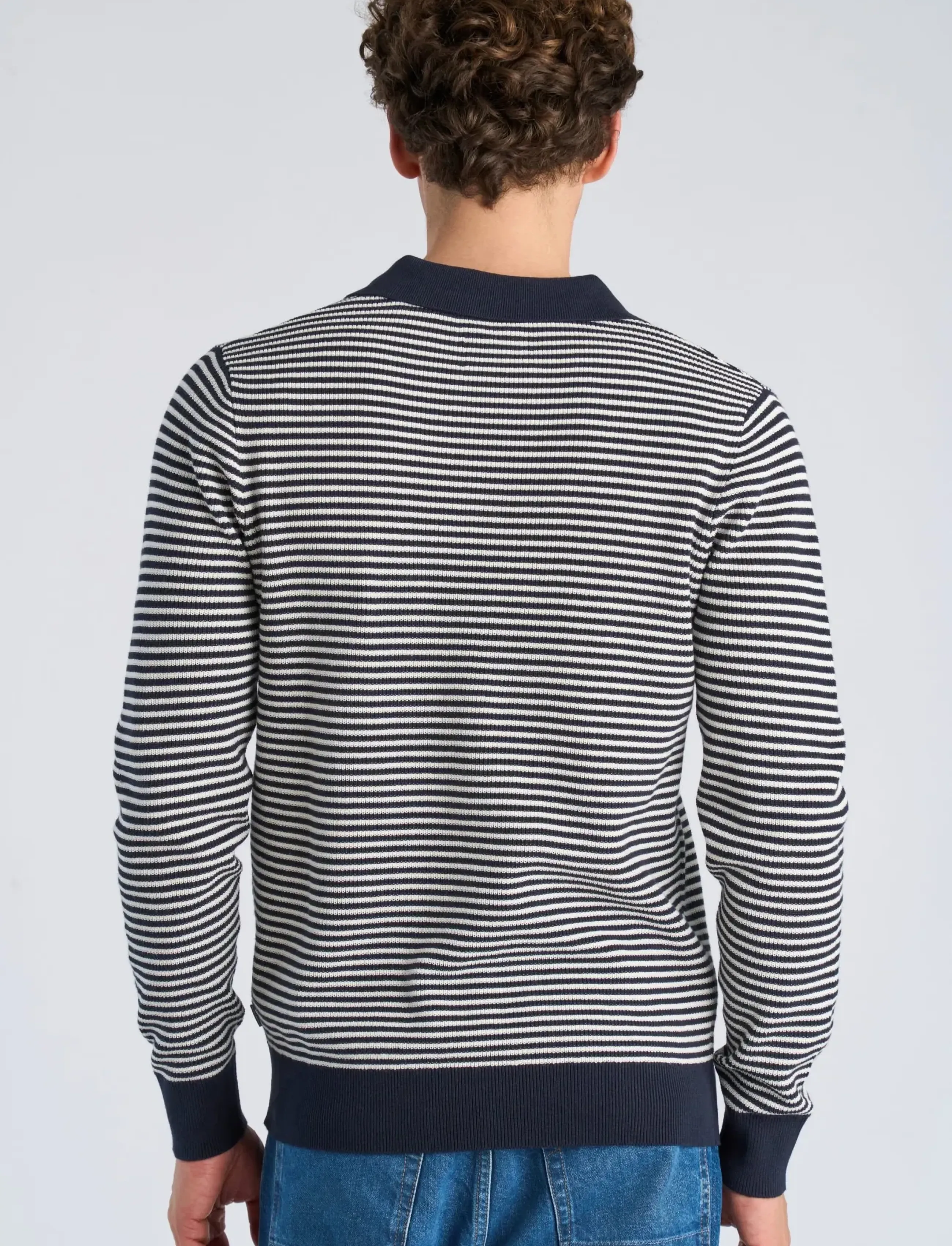 Lindbergh - Recycled v-neck polo knit L/S - langärmelige gestrickte polohemden - navy - 4