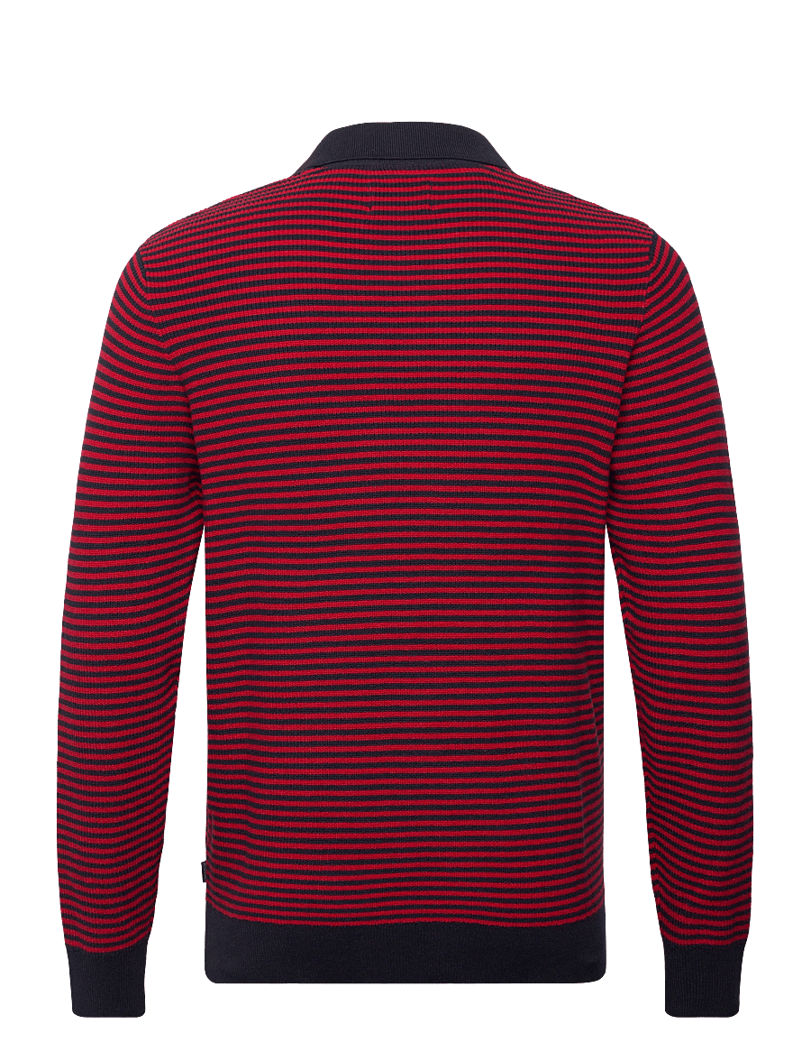 Lindbergh - Recycled v-neck polo knit L/S - poloer i strik med lange ærmer - red - 2