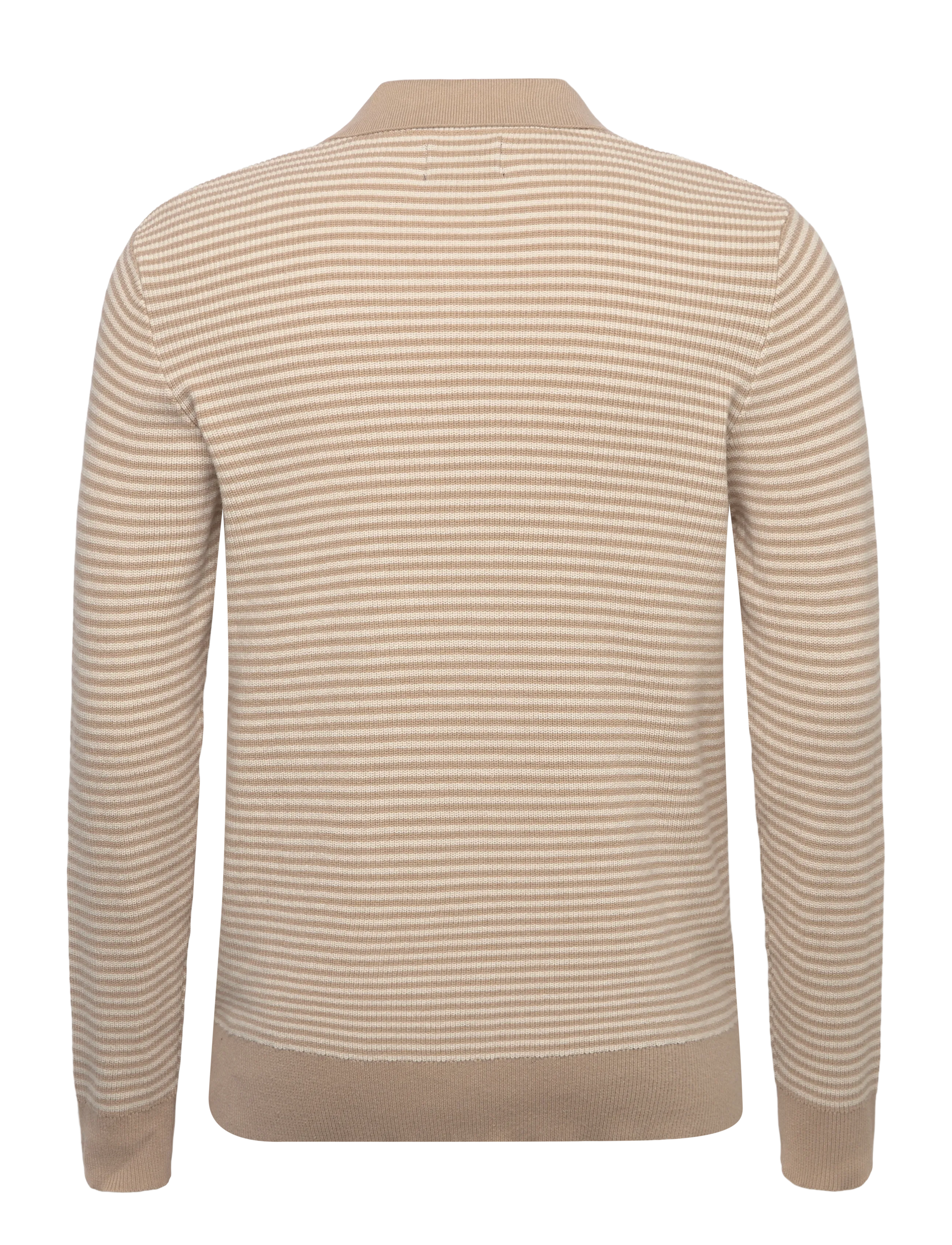 Lindbergh - Recycled v-neck polo knit L/S - poloer i strik med lange ærmer - sand - 2