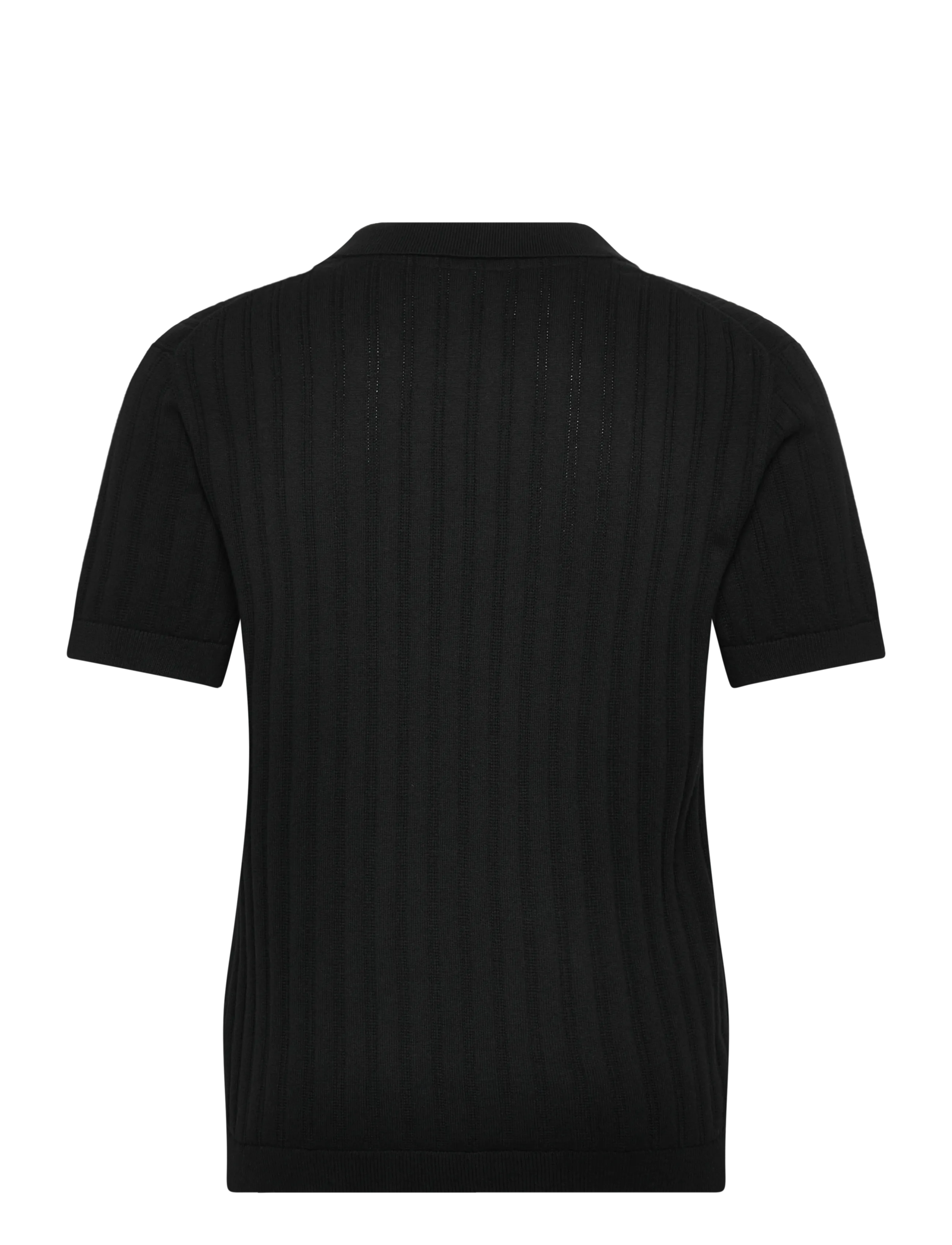 Lindbergh - Knitted S/S v-neck polo - knitted polos - black - 1