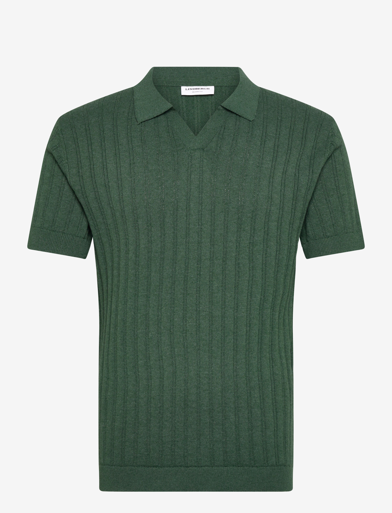 Lindbergh - Knitted S/S v-neck polo - polostrik - green mel - 0