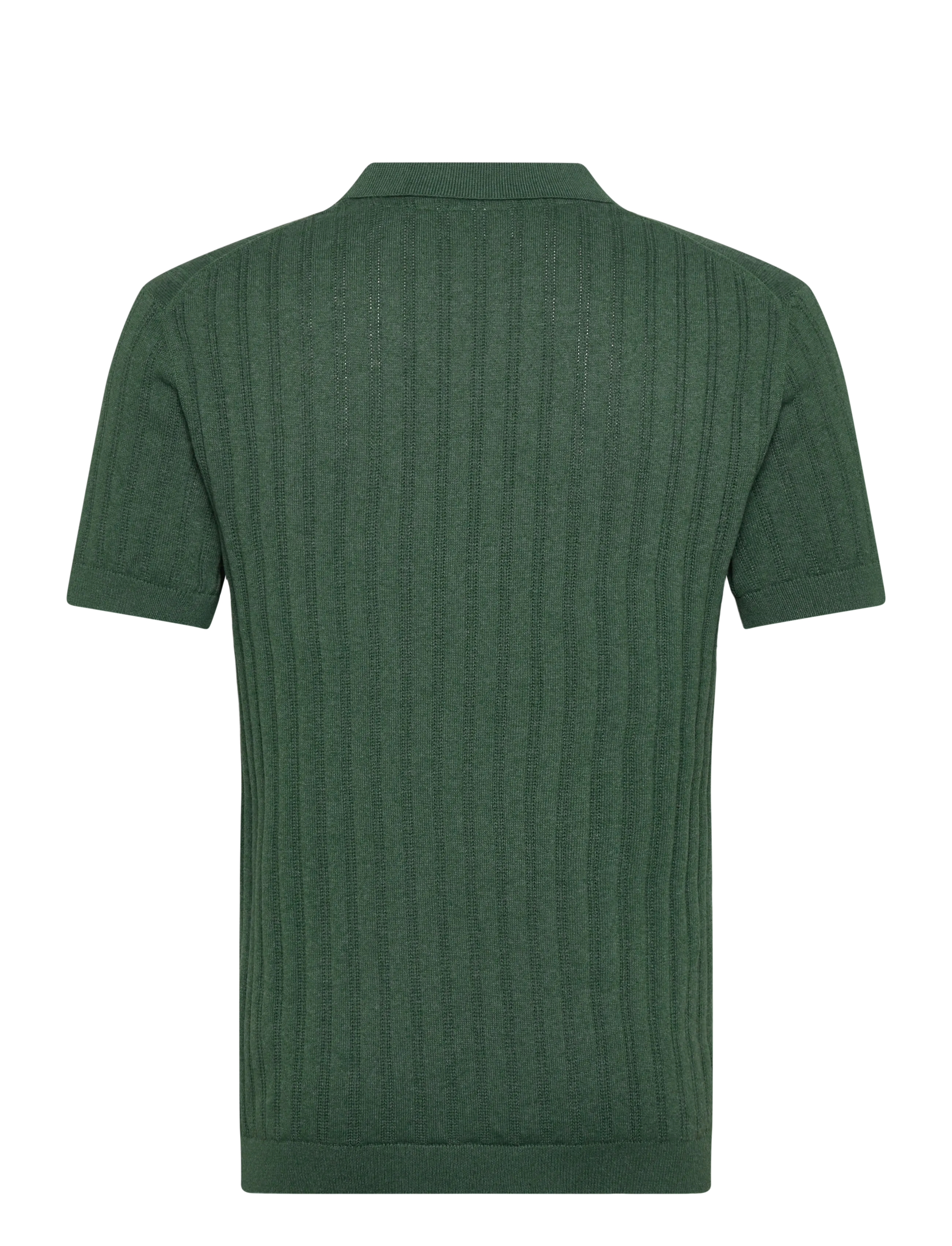 Lindbergh - Knitted S/S v-neck polo - knitted polos - green mel - 1