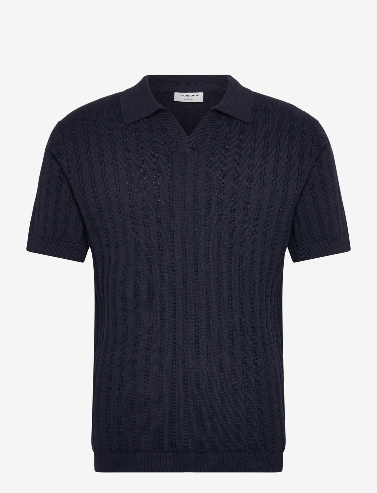 Lindbergh - Knitted S/S v-neck polo - kootud polosärgid - navy - 0