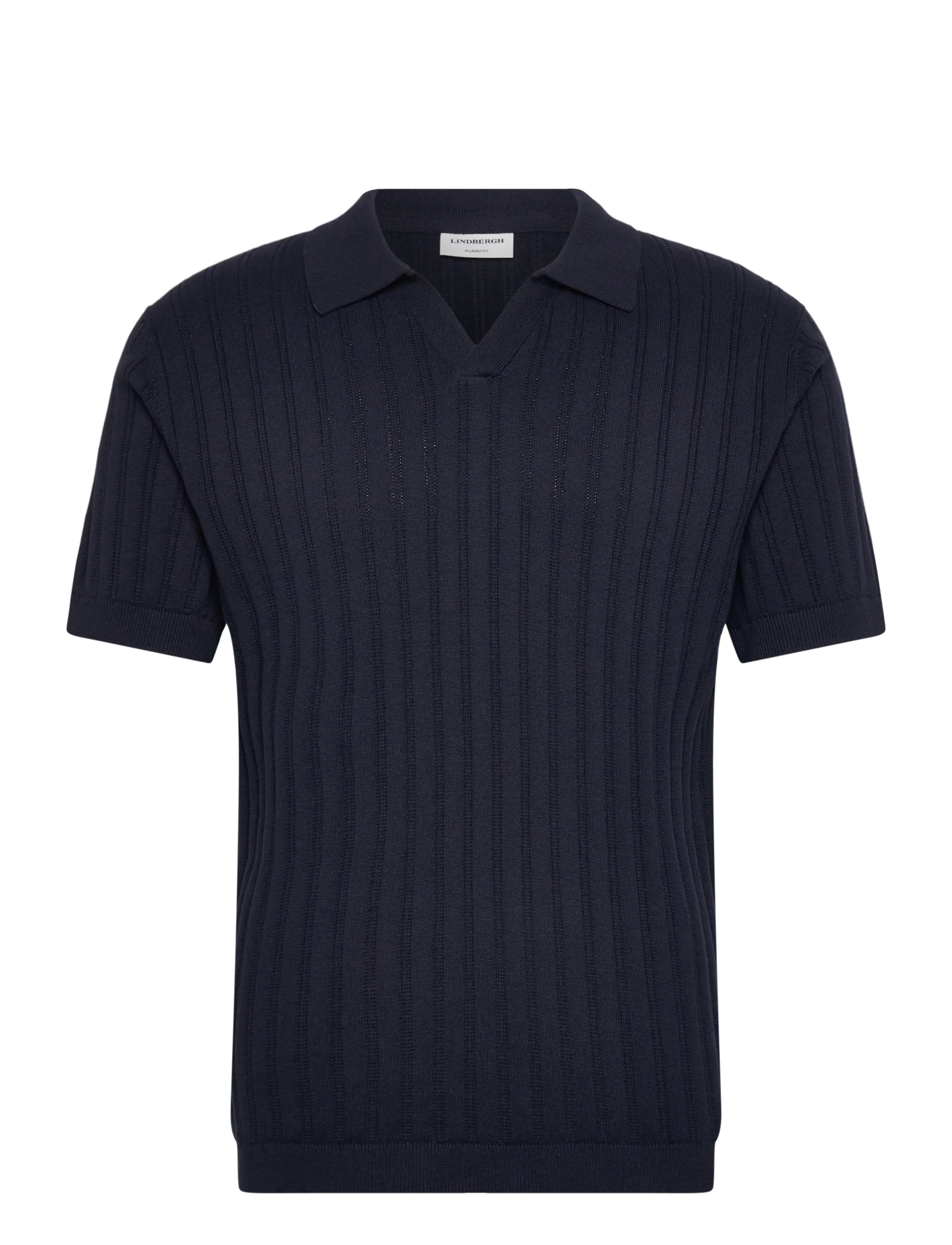 Lindbergh Knitted S/S v-neck polo - Lindbergh - NAVY / navy