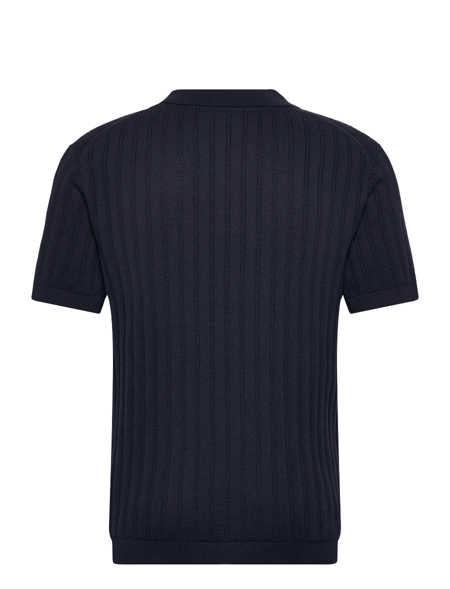 Lindbergh - Knitted S/S v-neck polo - stickade pikéer - navy - 1